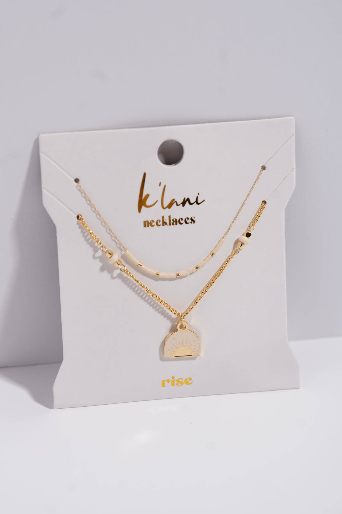 "Rise" Gold & Cream Sunrise Necklace Set
