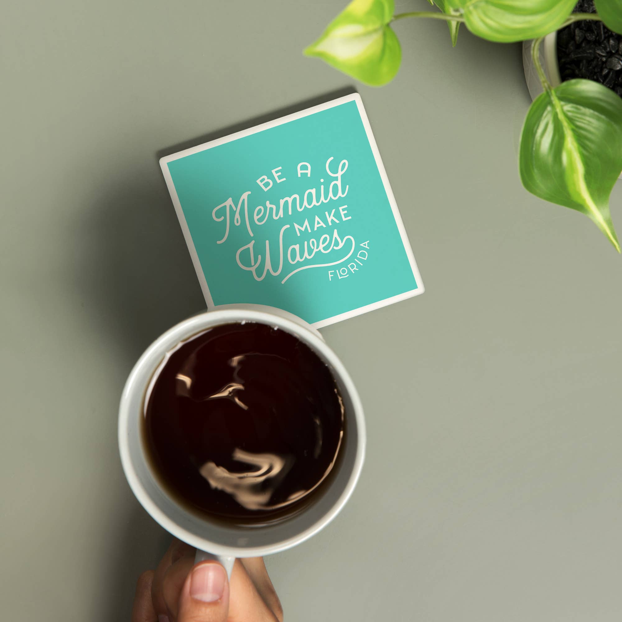 Ceramic Coaster Florida - Be a Mermaid make Waves