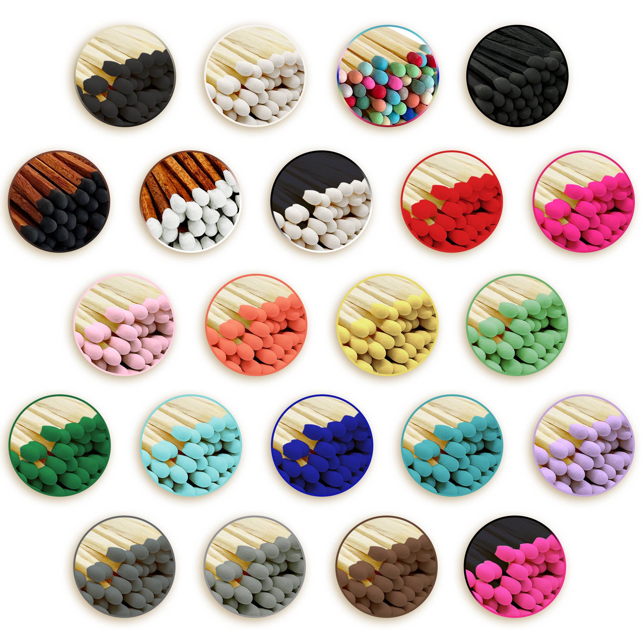 Wooden Matches in Mini Cloche - Colors of Your Choice + Strikers