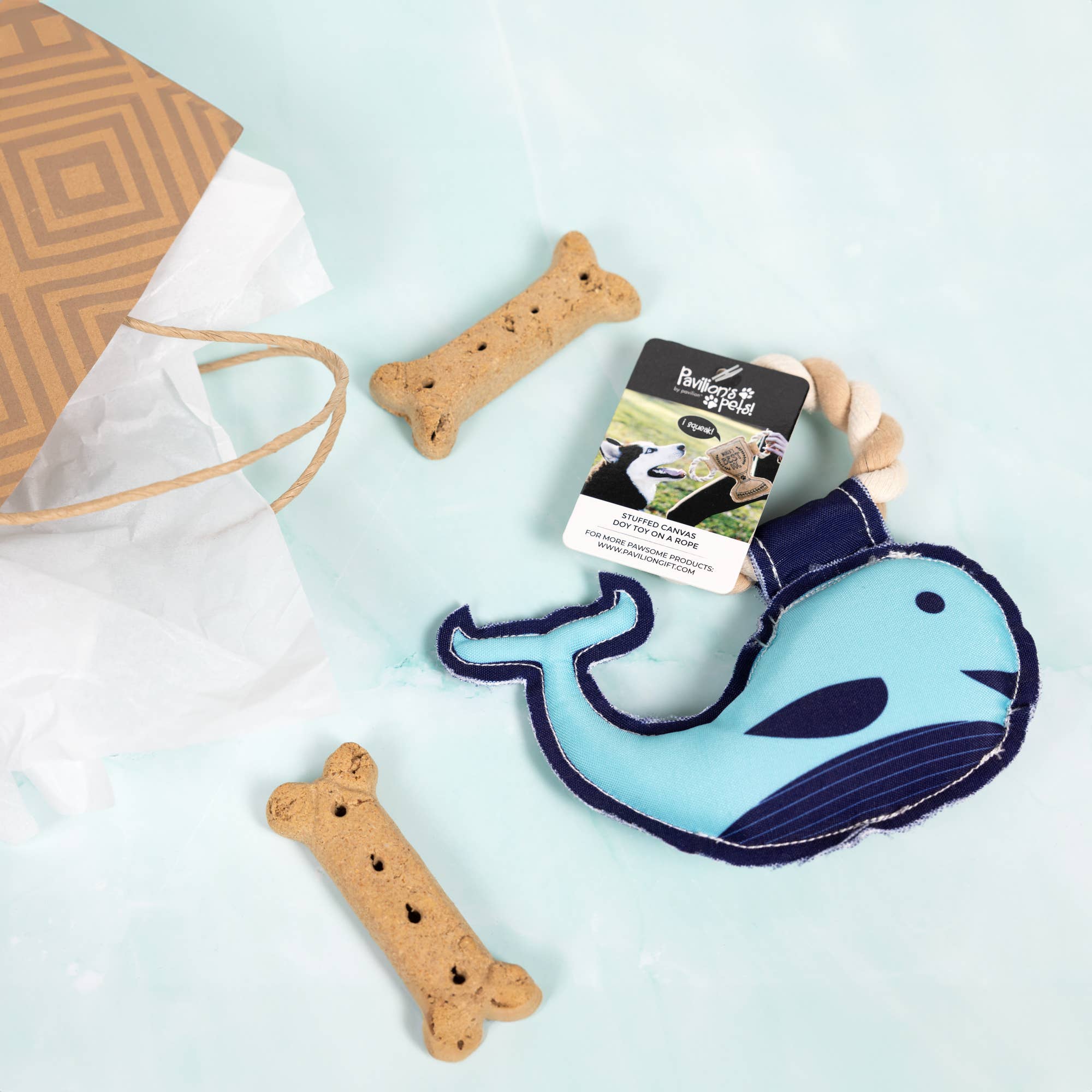 Whale-y Loved - 8" Canvas Dog Toy on Rope