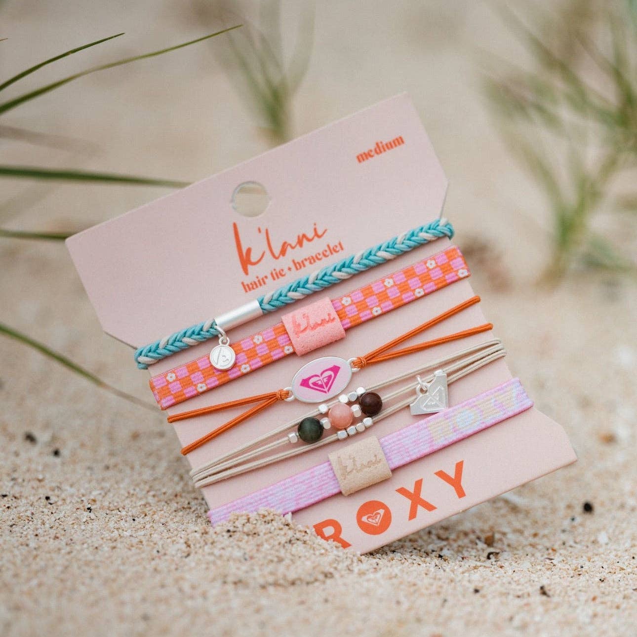 K'lani "Roxy Pink Tropics" Pink & Coral Island Vibe Hair Tie Bracelets