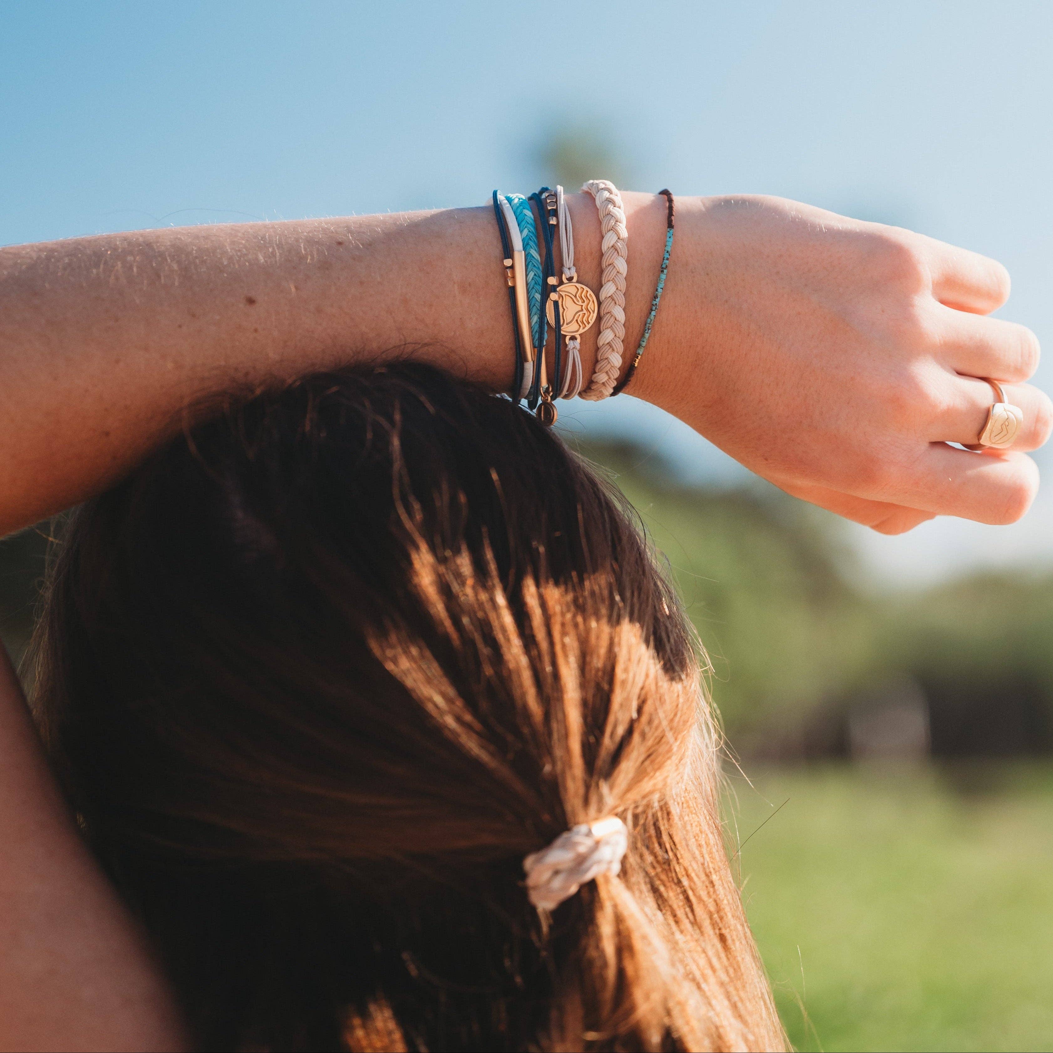 K'lani "Protect" Beachy Blues & Sands with Whale Charm Hair Tie Bracelets