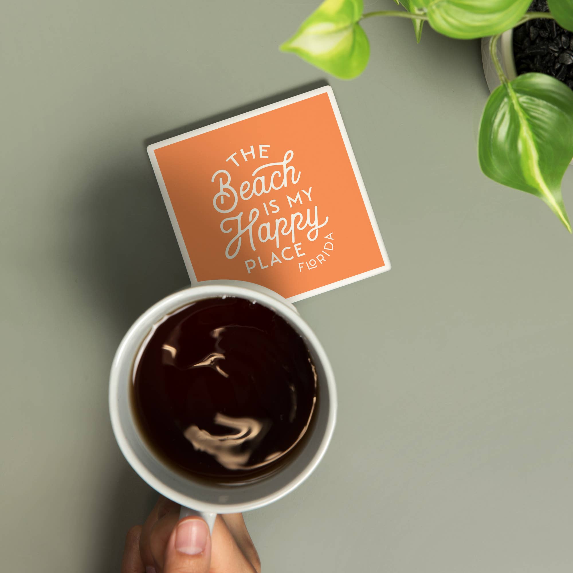 Ceramic Coaster Florida - The Beach is my Happy Place