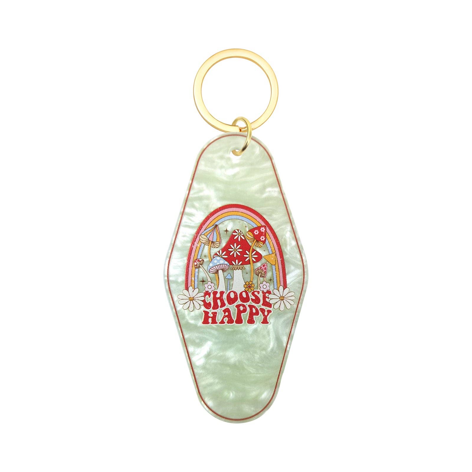 Choose Happy Motel Keychain - Vintage Nostalgia Motivational