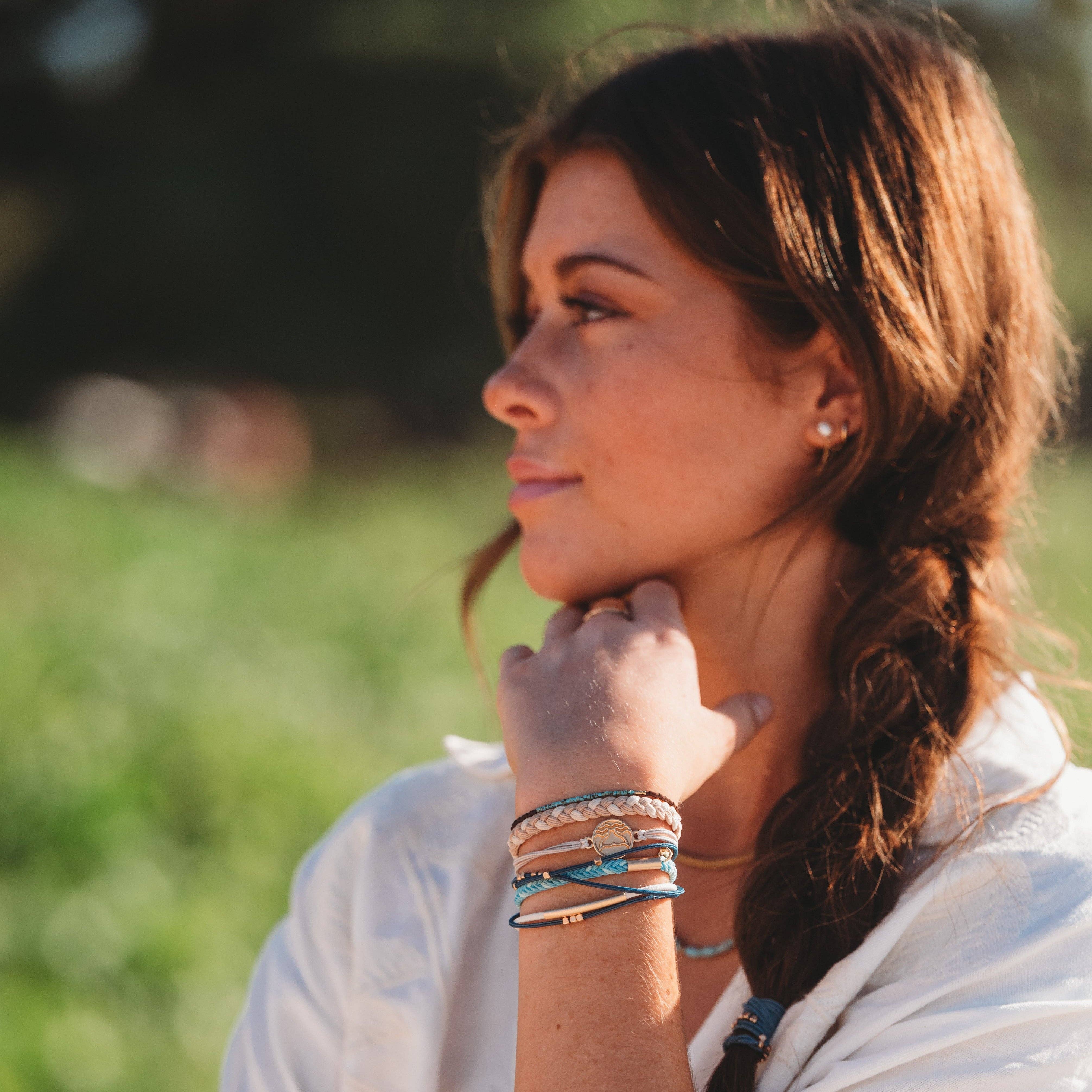 K'lani "Protect" Beachy Blues & Sands with Whale Charm Hair Tie Bracelets