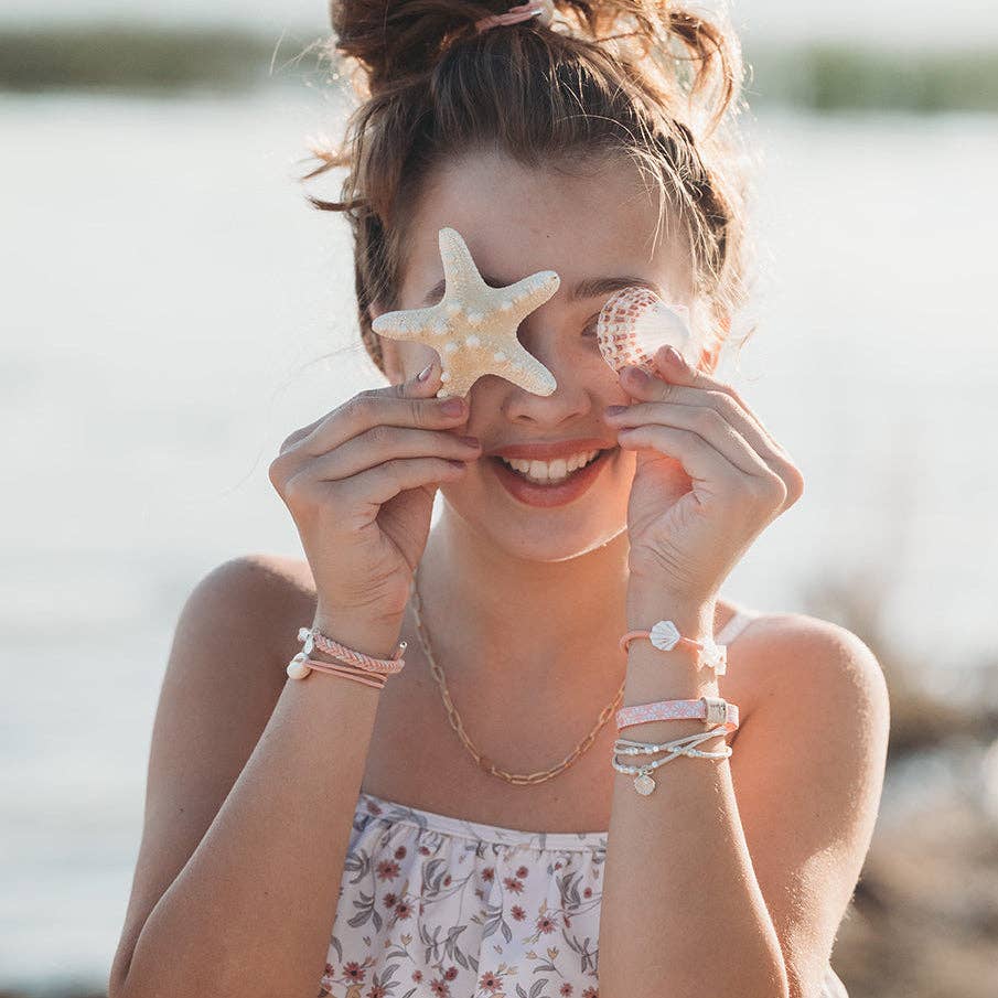 K'lani "Shimmer" Coral with Shell Hair Tie or Bracelets