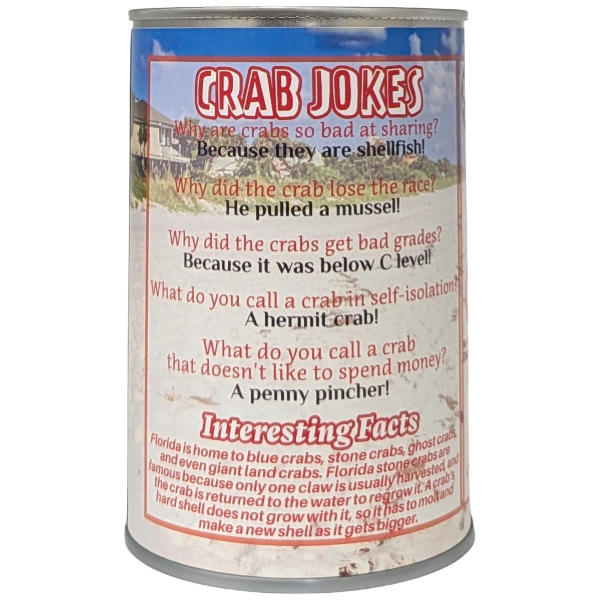 Florida Edition Scuttle the Canned Crab - Crab Plush w/Jokes