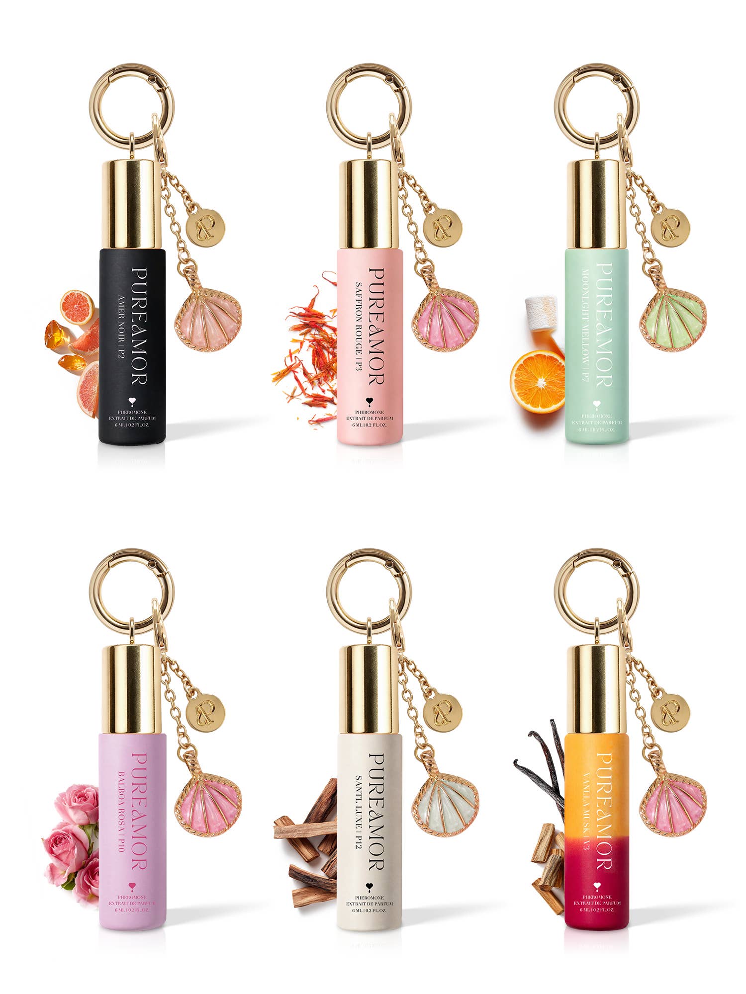 Mini Keychain Perfume Wood Metal Hanging - 6 Scents | 6ml×48