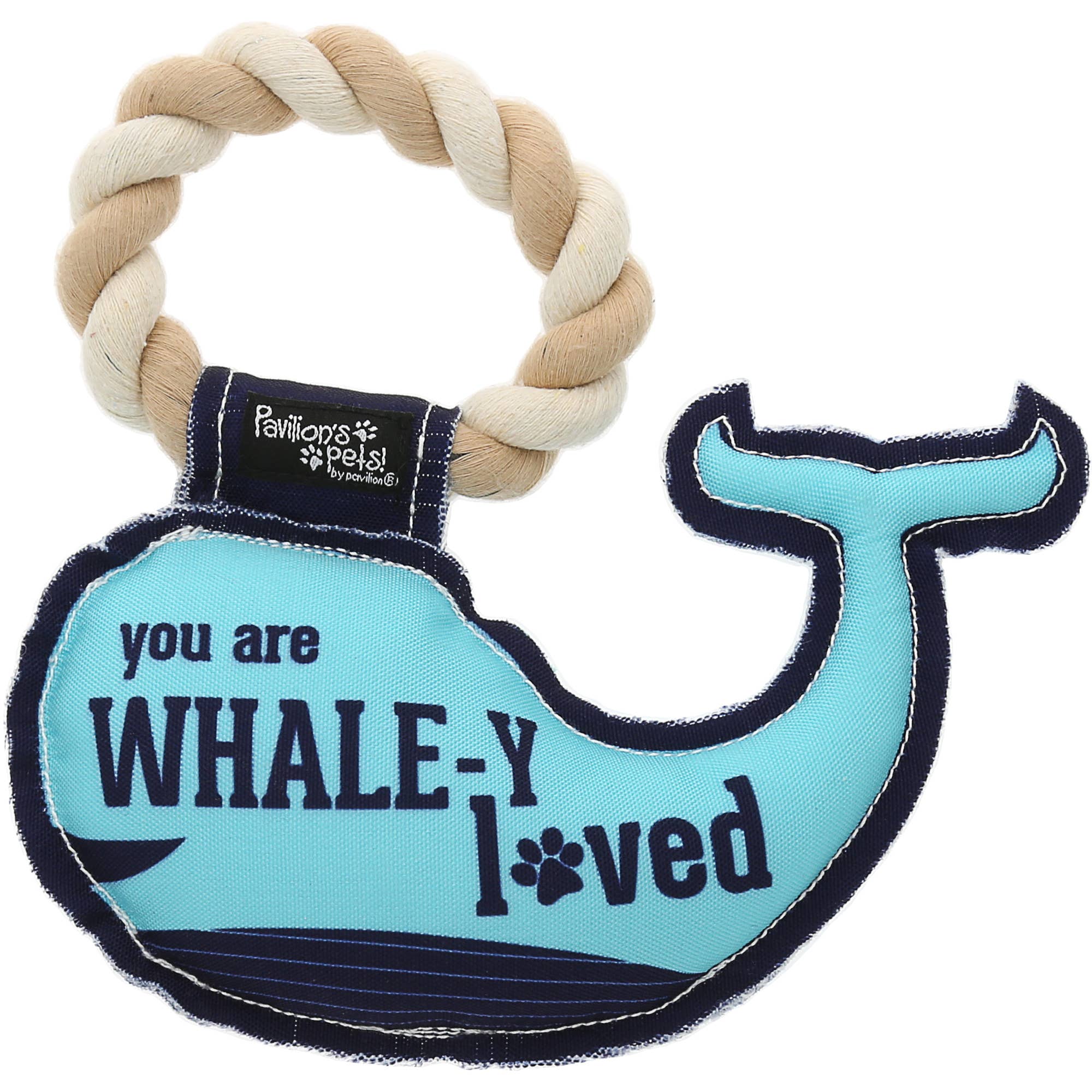 Whale-y Loved - 8" Canvas Dog Toy on Rope