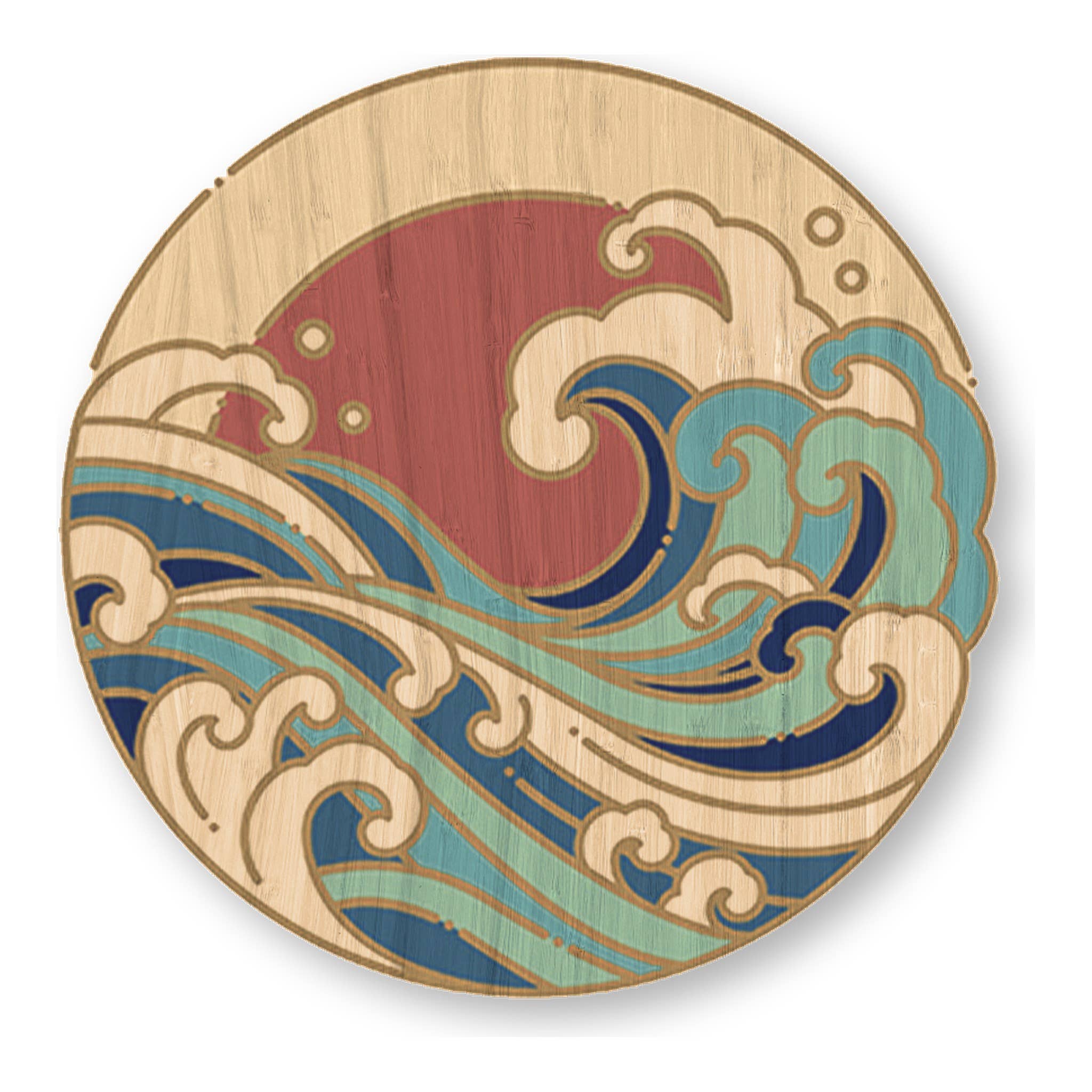 Rushing Waves - Beach Bamboo Wood Sticker