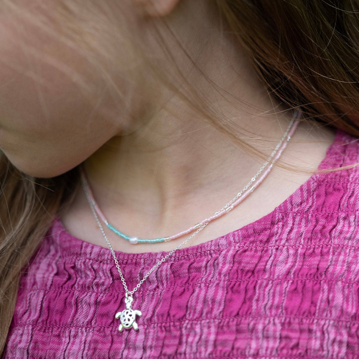 "Embrace" Silver Sea Turtle Necklace Set
