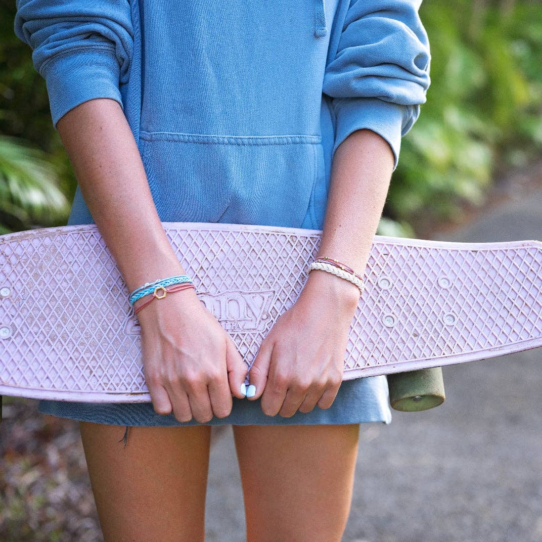 K'lani "Live" Teal & Coral with Gold Accent Hair Tie Bracelets