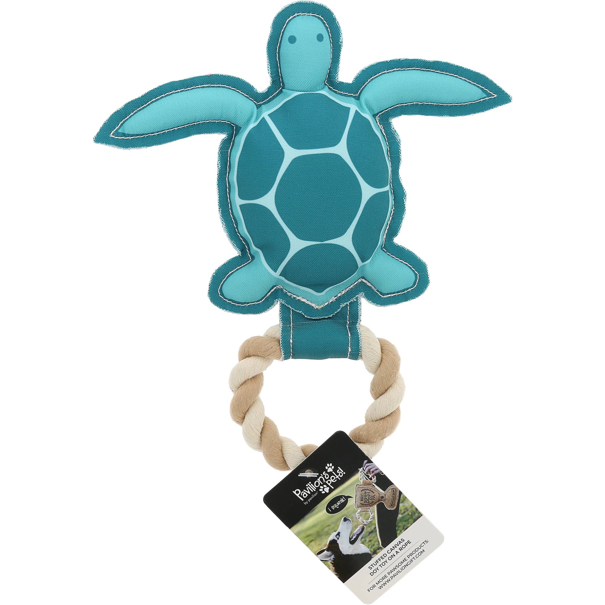 Turtle-y Awesome - 9" Canvas Dog Toy on Rope