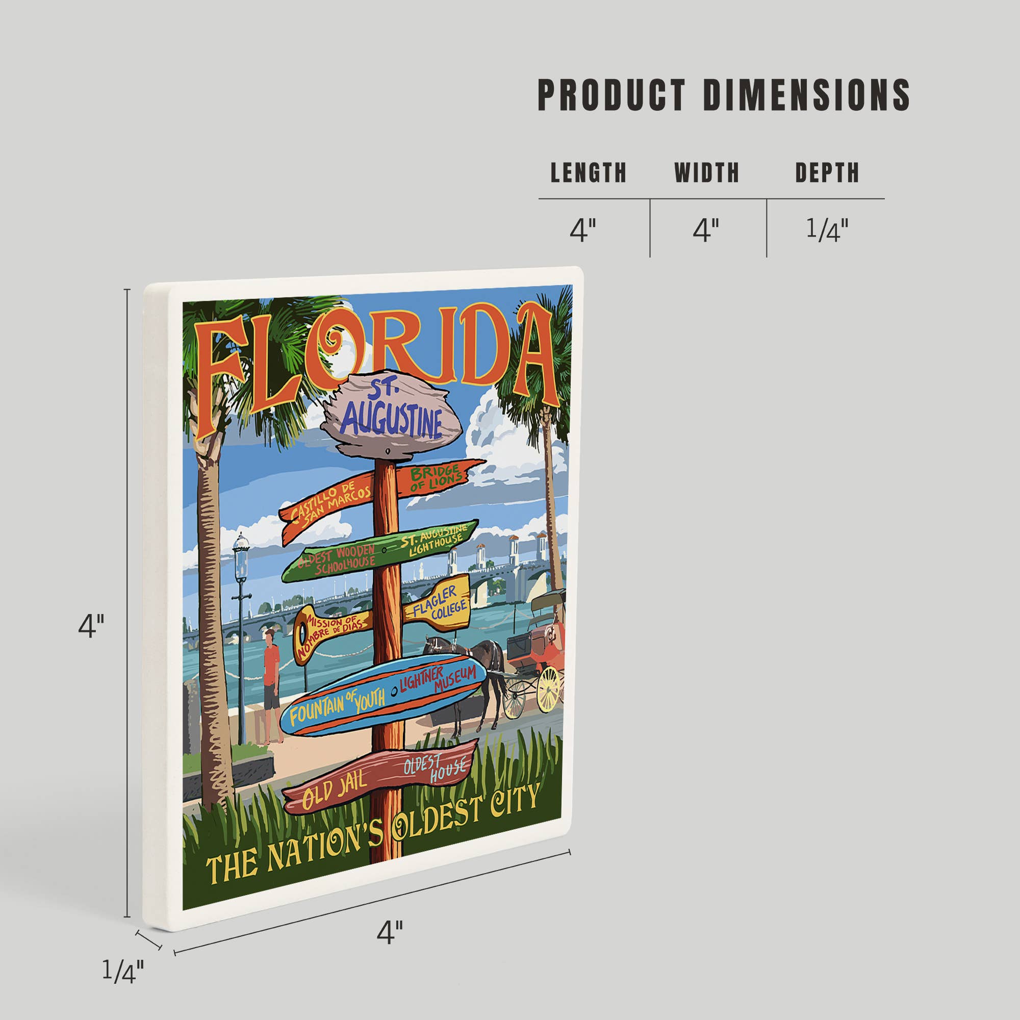 CERAMIC COASTER St. Augustine, Florida, Destinations Sign