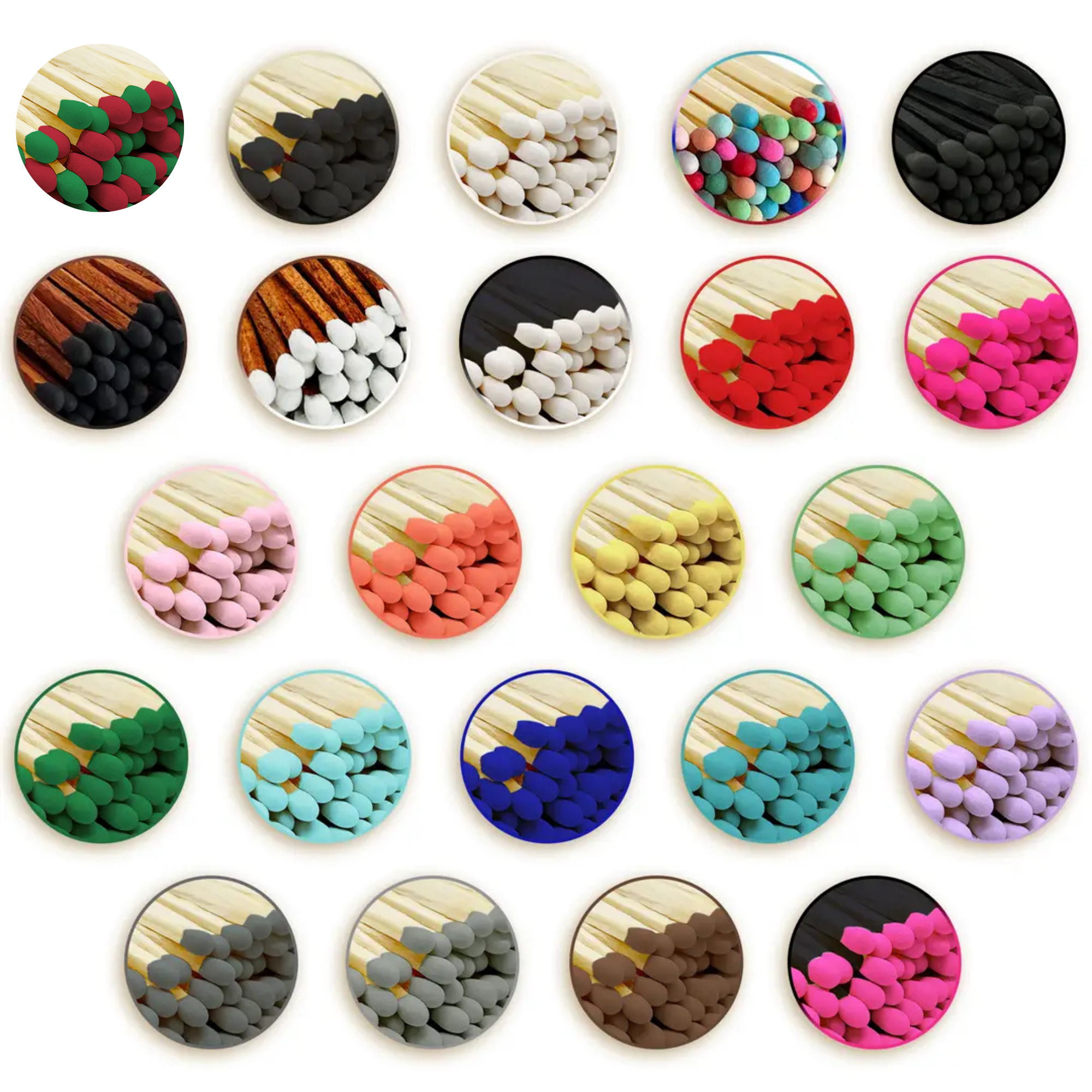 Wooden Matches in Mini Cloche - Colors of Your Choice + Strikers