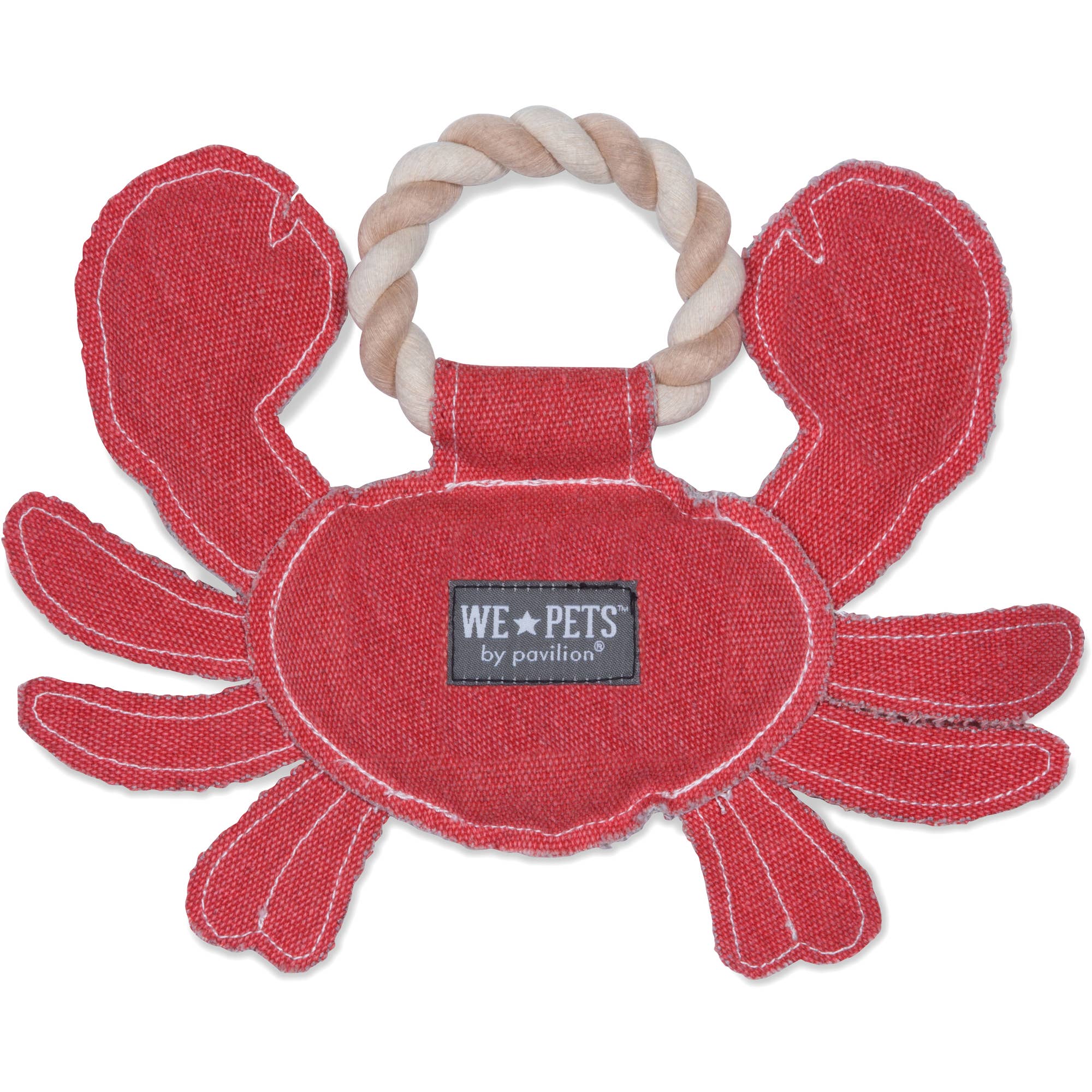Beach Dog Crab - 10.75" x 8" Canvas Dog Toy on Rope