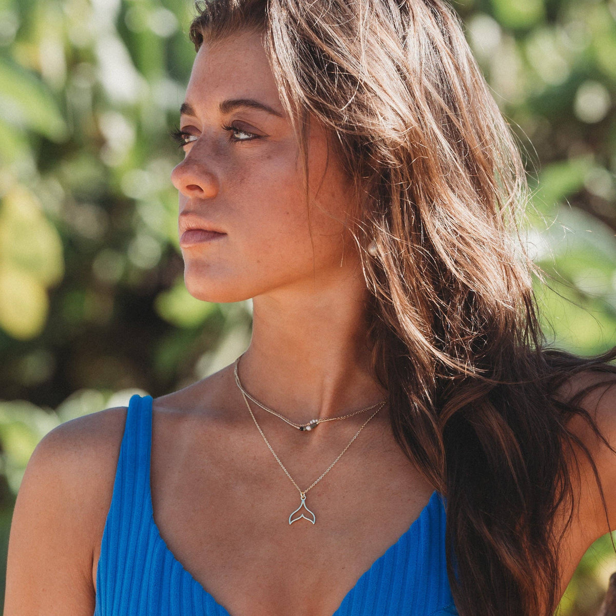 "Protect" Gold Whale Tail Necklace Set