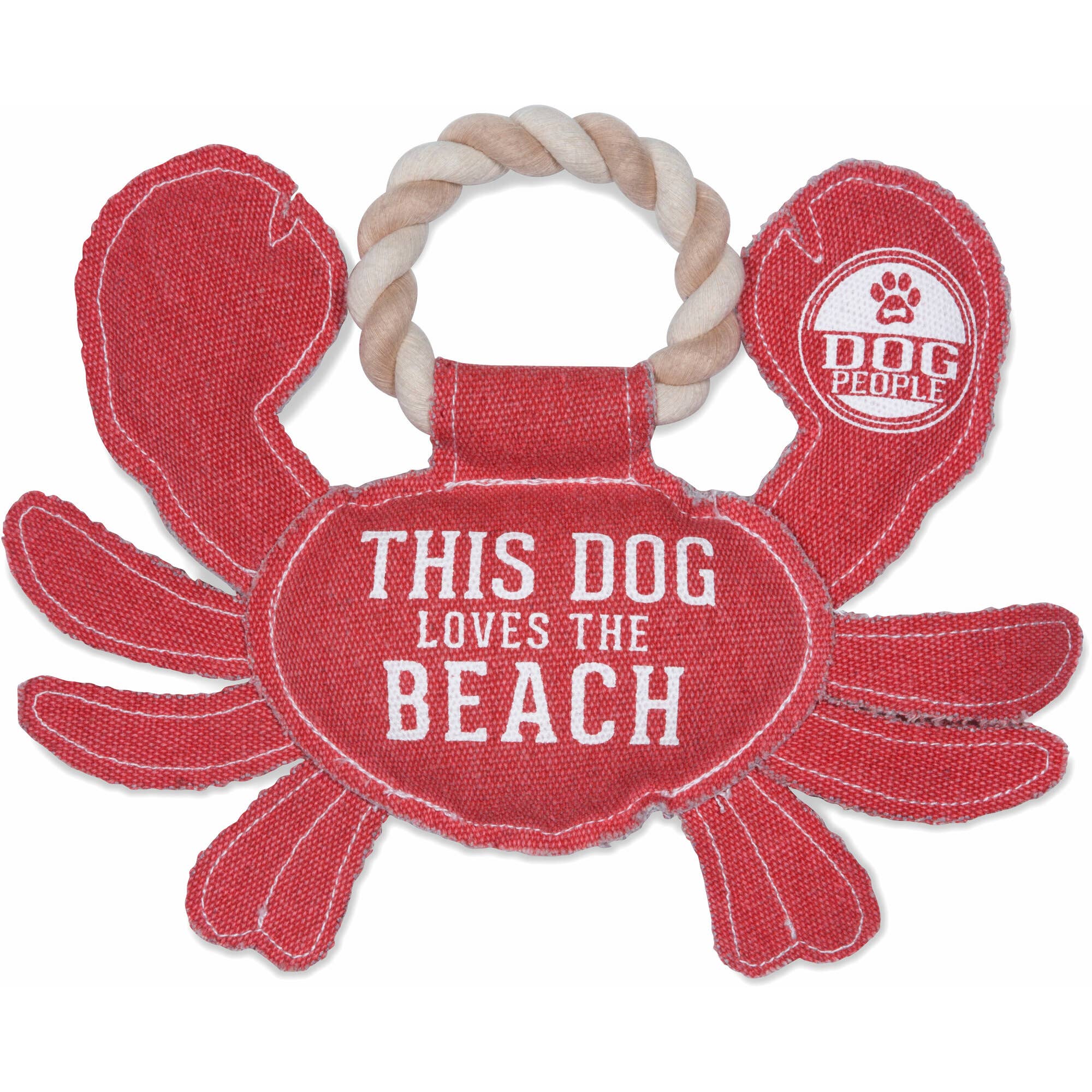 Beach Dog Crab - 10.75" x 8" Canvas Dog Toy on Rope