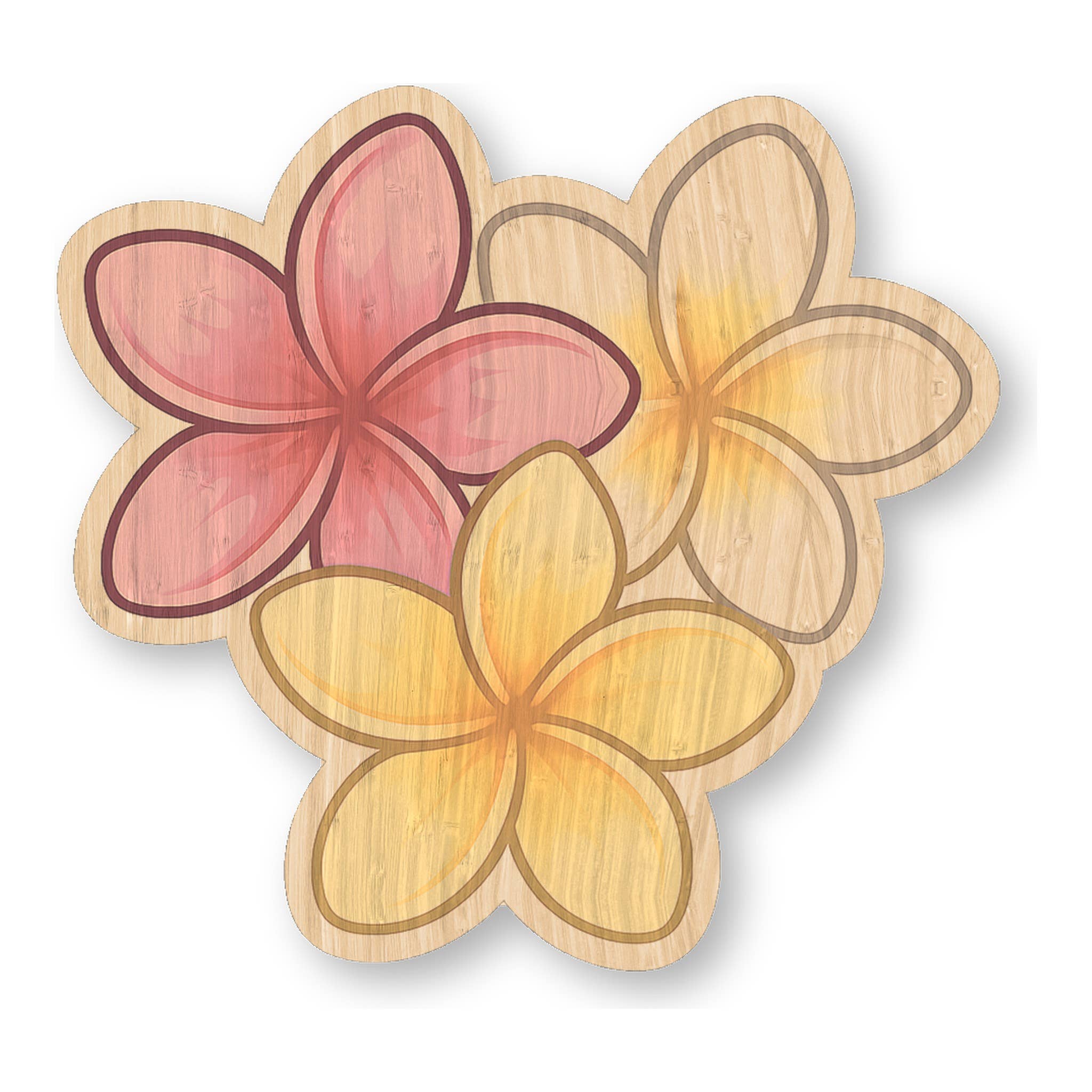 Plumeria Trio - Tropical Flower Bamboo Wood Sticker