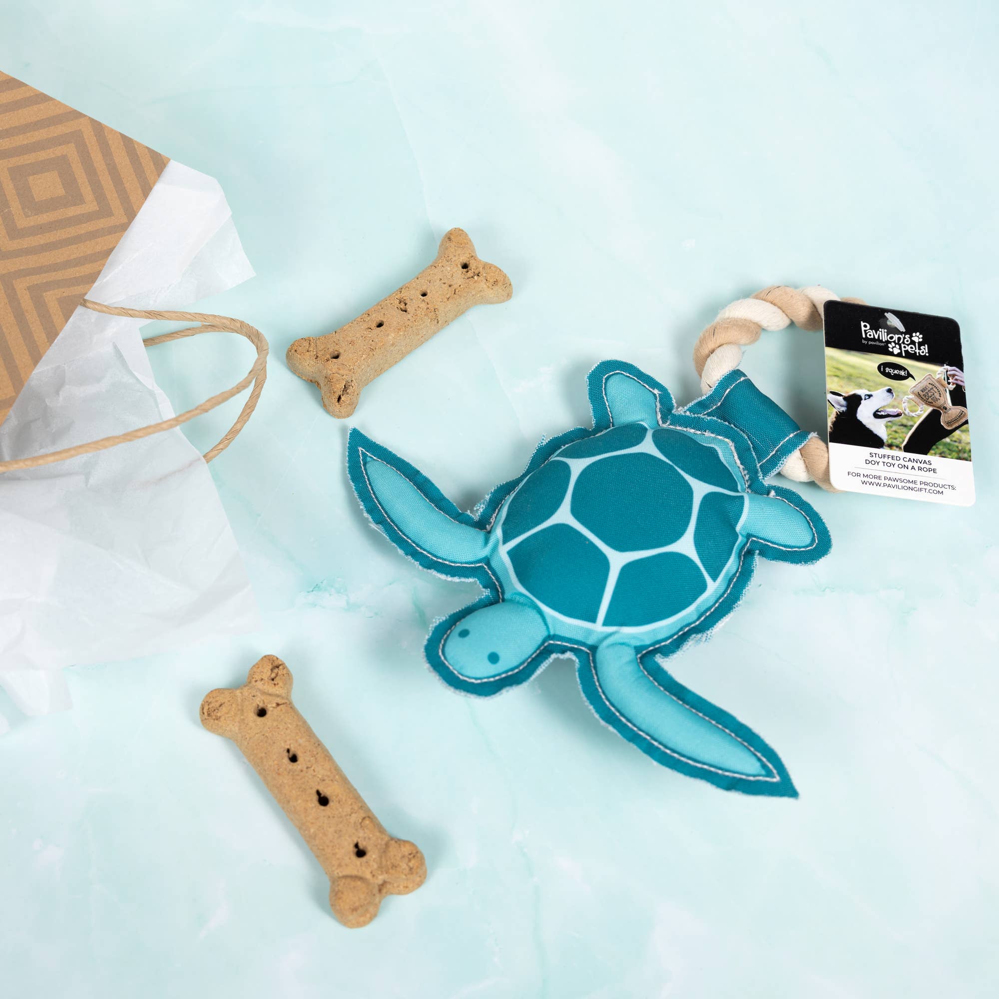 Turtle-y Awesome - 9" Canvas Dog Toy on Rope