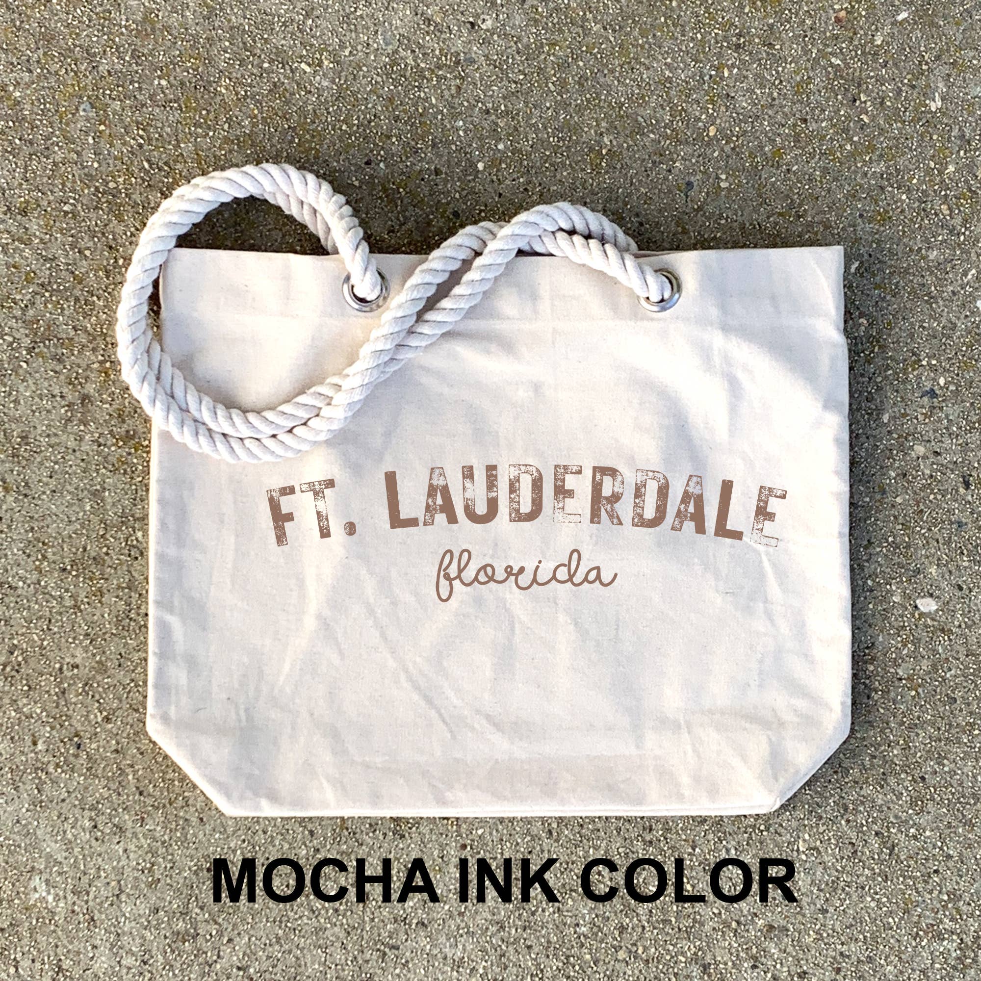 Custom Beach Tote Bag with Rope Handles ­ Personalized
