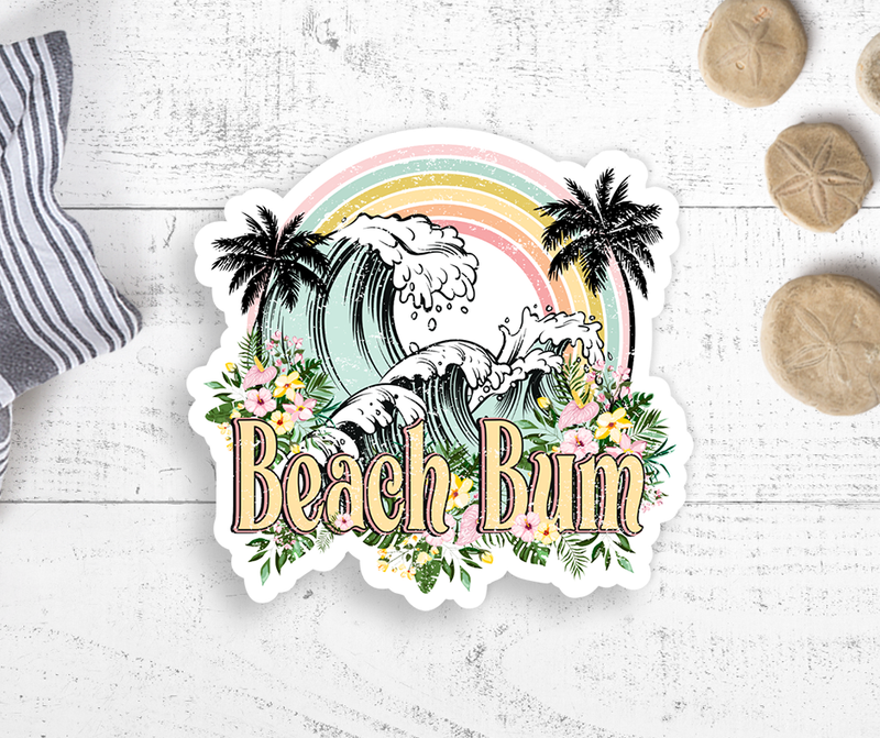 Beach Bum Vintage Vinyl Sticker