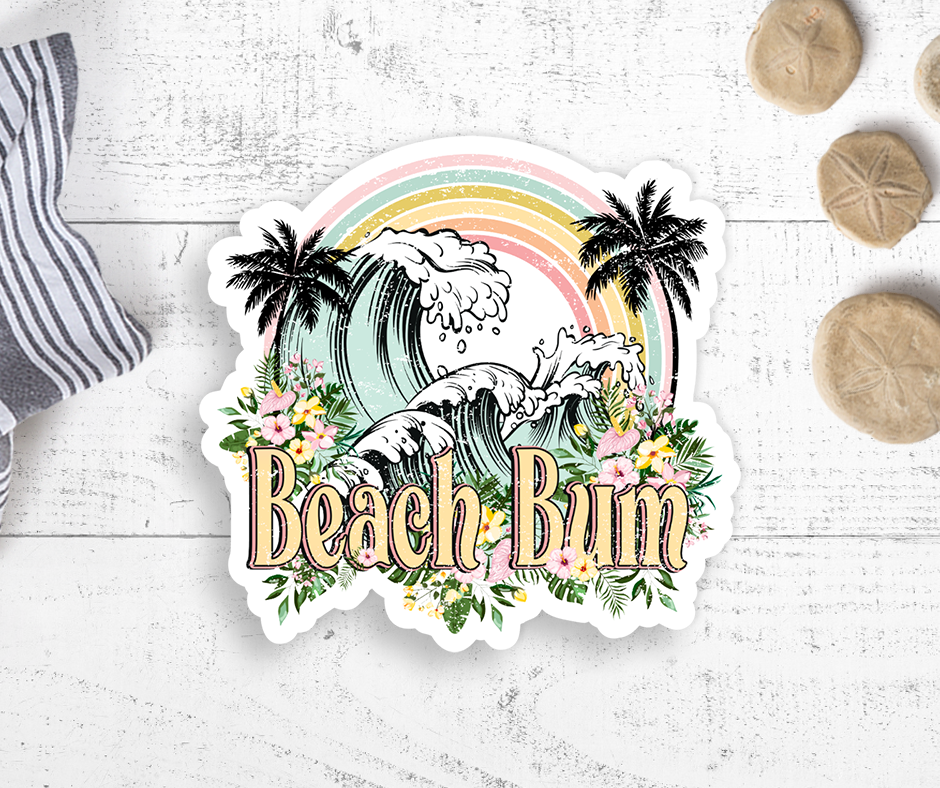 Beach Bum Vintage Vinyl Sticker
