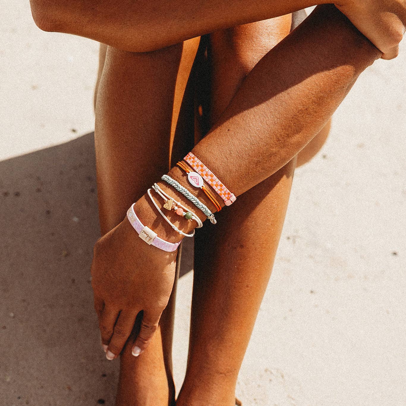 K'lani "Roxy Pink Tropics" Pink & Coral Island Vibe Hair Tie Bracelets