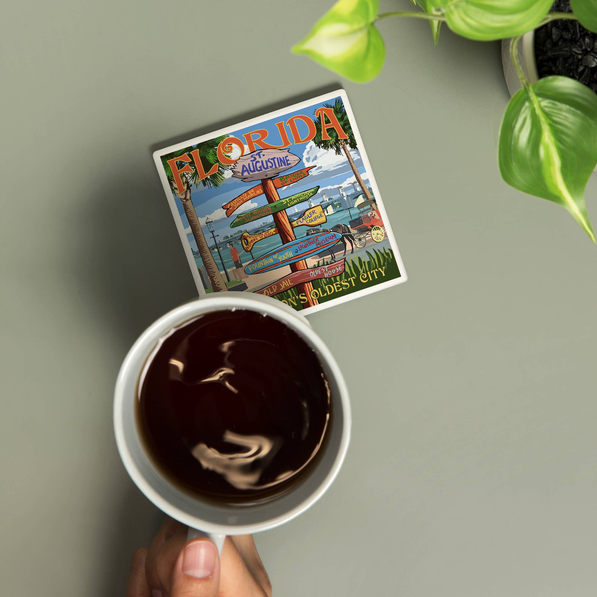 CERAMIC COASTER St. Augustine, Florida, Destinations Sign