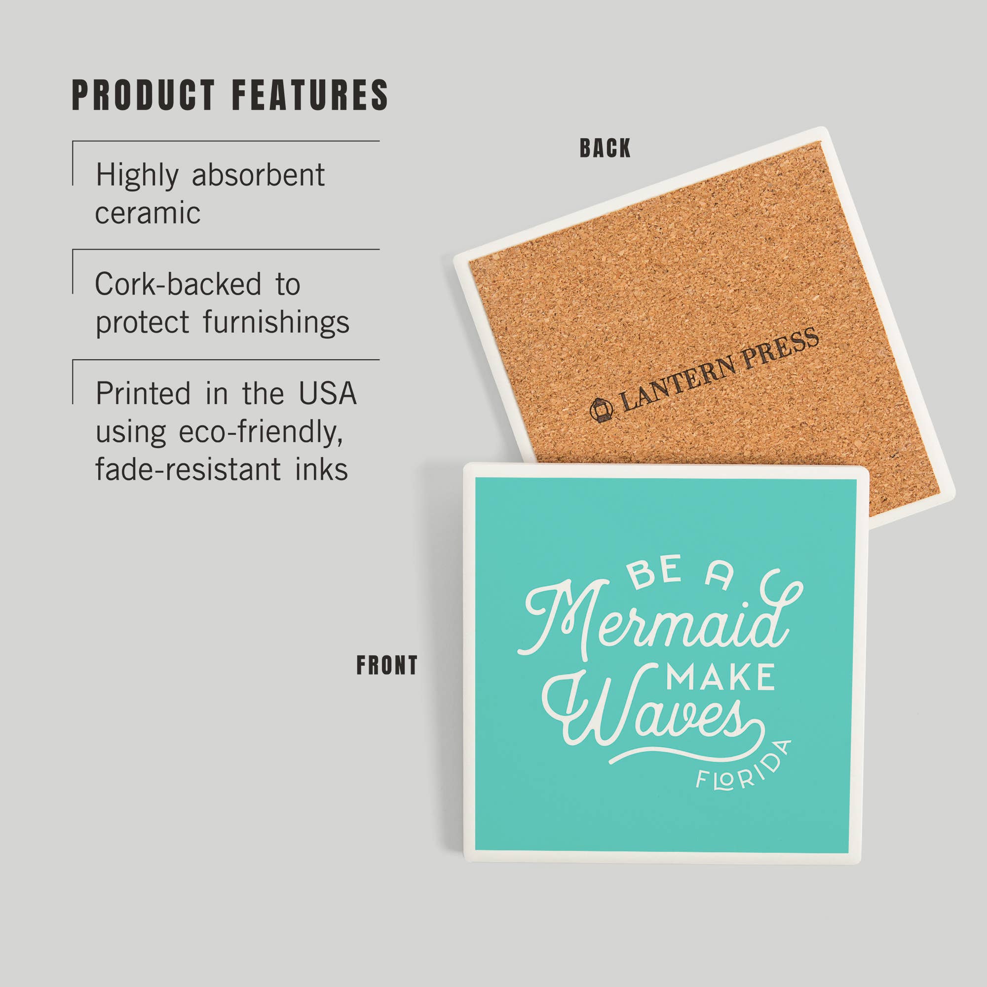 Ceramic Coaster Florida - Be a Mermaid make Waves