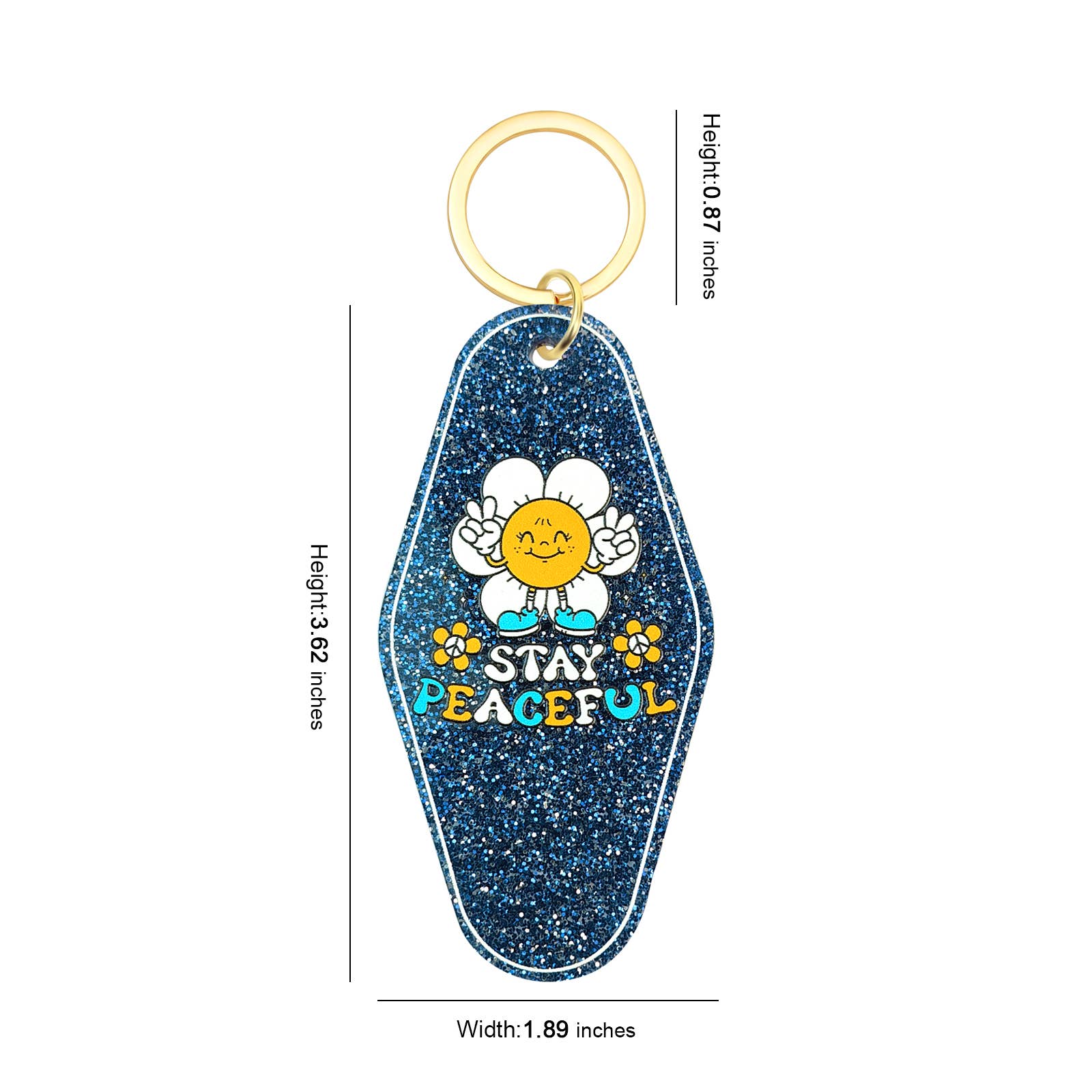Stay Peaceful Motel Keychain Vintage Nostalgia Motivational