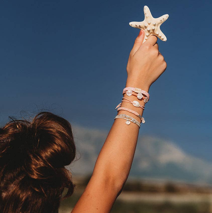 K'lani "Shimmer" Coral with Shell Hair Tie or Bracelets