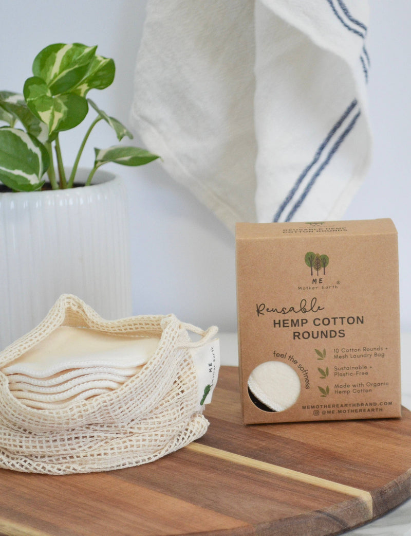 Hemp Cotton Rounds 10 Pack with Mesh Cotton Laundry Bag