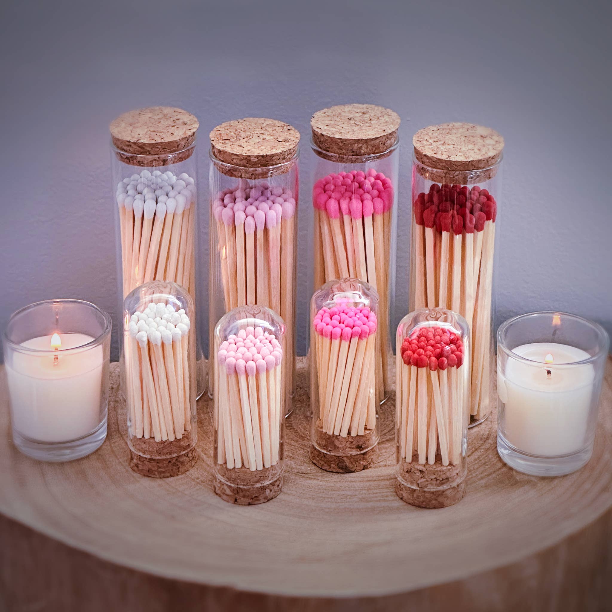 Wooden Matches in Mini Cloche - Colors of Your Choice + Strikers