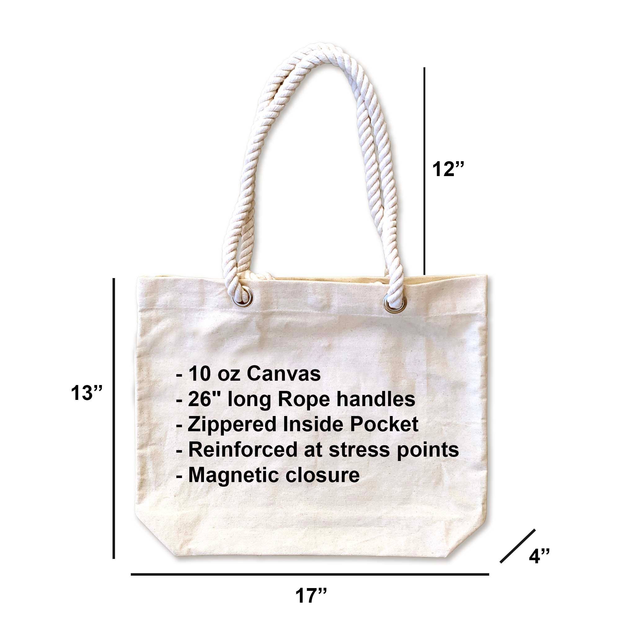 Custom Beach Tote Bag with Rope Handles ­ Personalized
