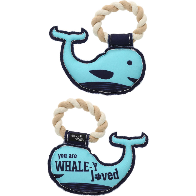 Whale-y Loved - 8" Canvas Dog Toy on Rope