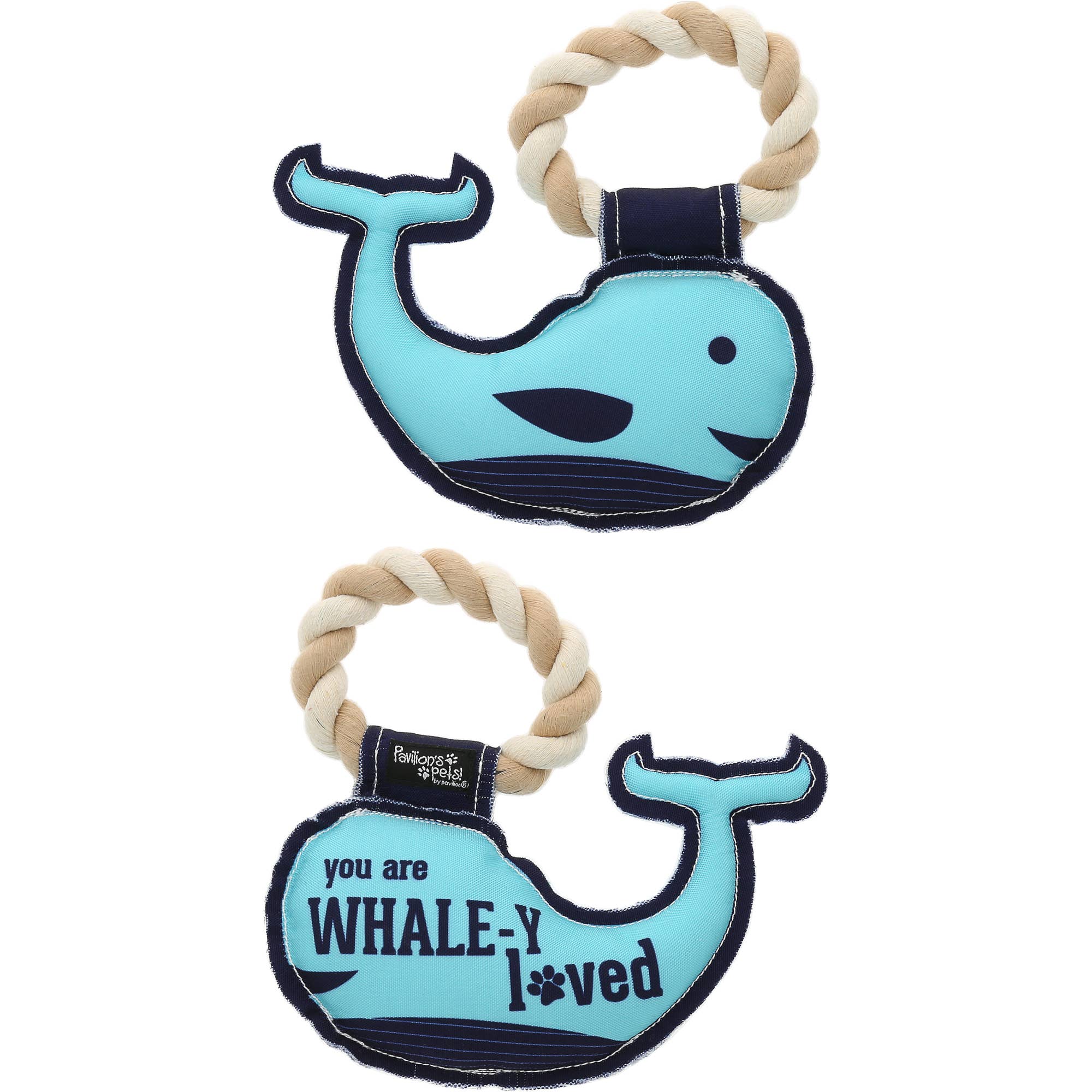 Whale-y Loved - 8" Canvas Dog Toy on Rope