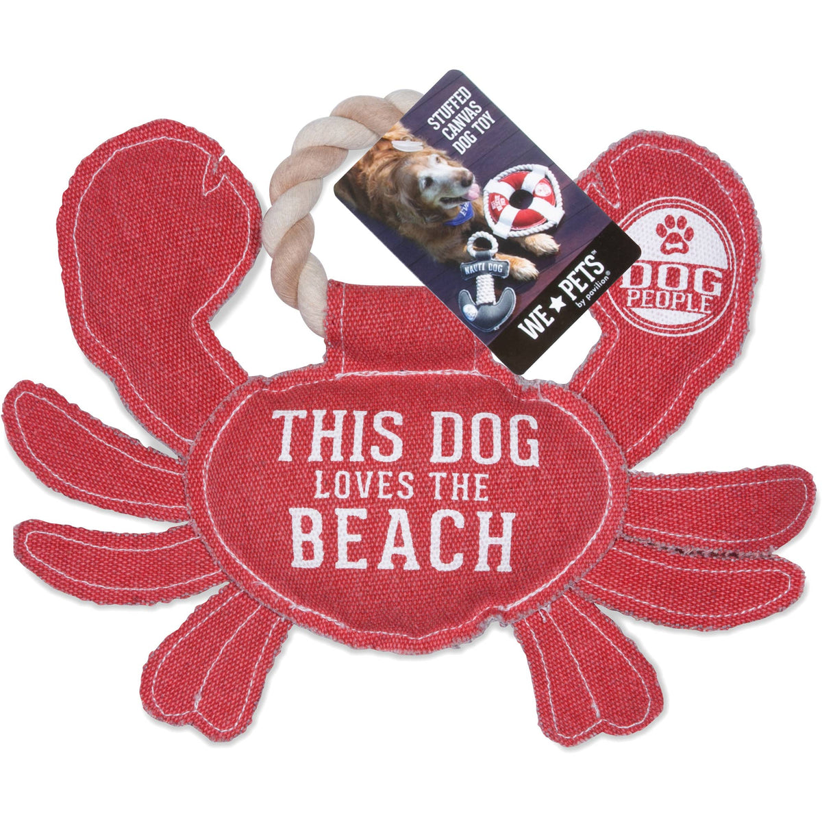 Beach Dog Crab - 10.75" x 8" Canvas Dog Toy on Rope