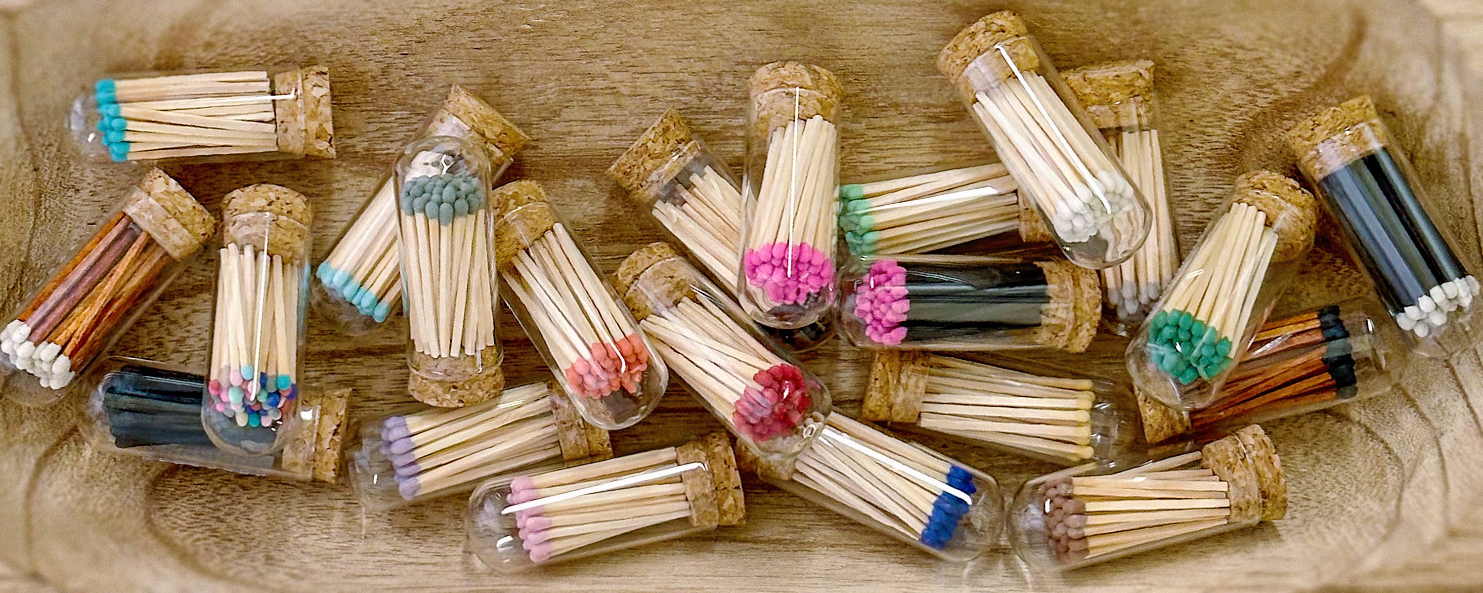 Wooden Matches in Mini Cloche - Colors of Your Choice + Strikers