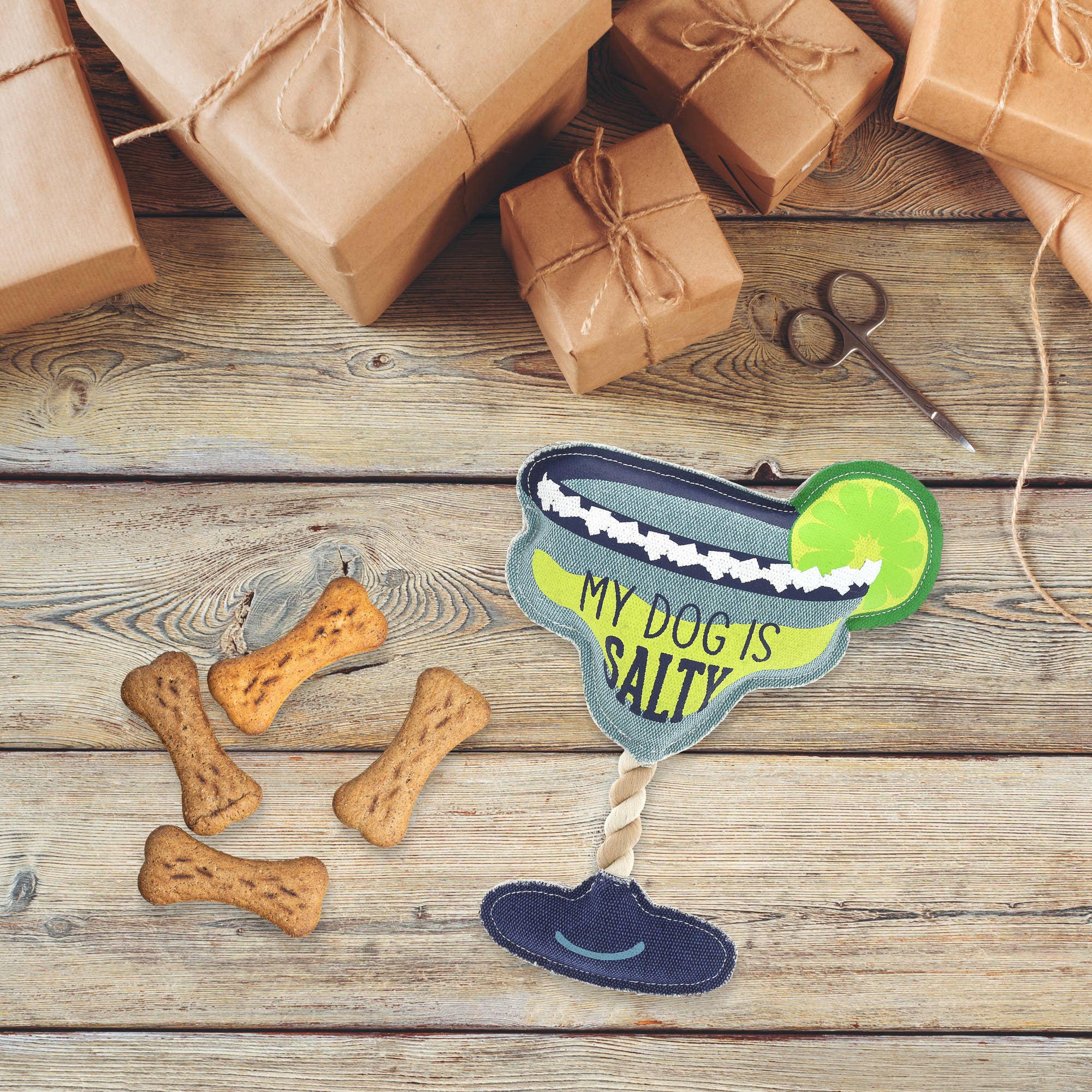 Salty Margarita - 11" Canvas Dog Toy on Rope