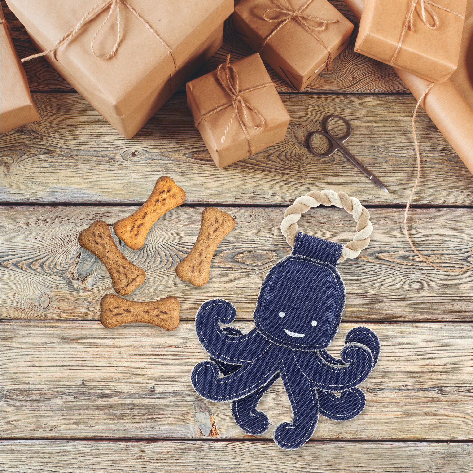 Out Of Reach Octopus - 11.5" Canvas Dog Toy on Rope