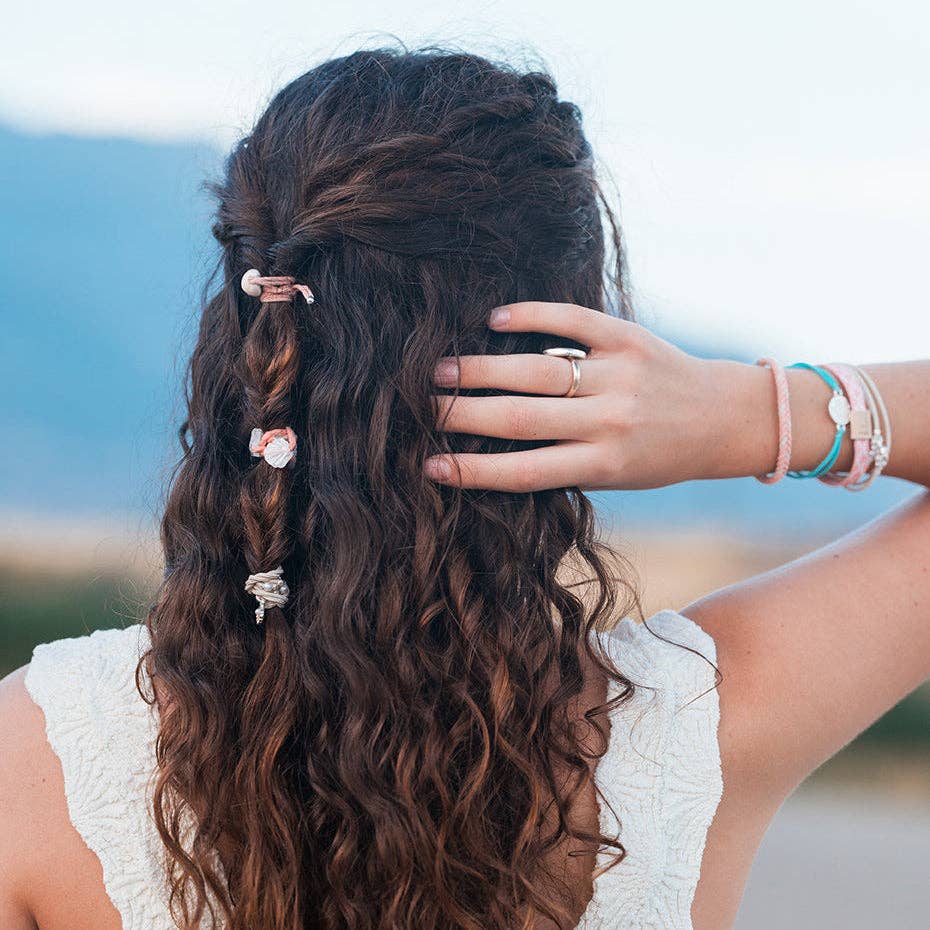 K'lani "Shimmer" Coral with Shell Hair Tie or Bracelets