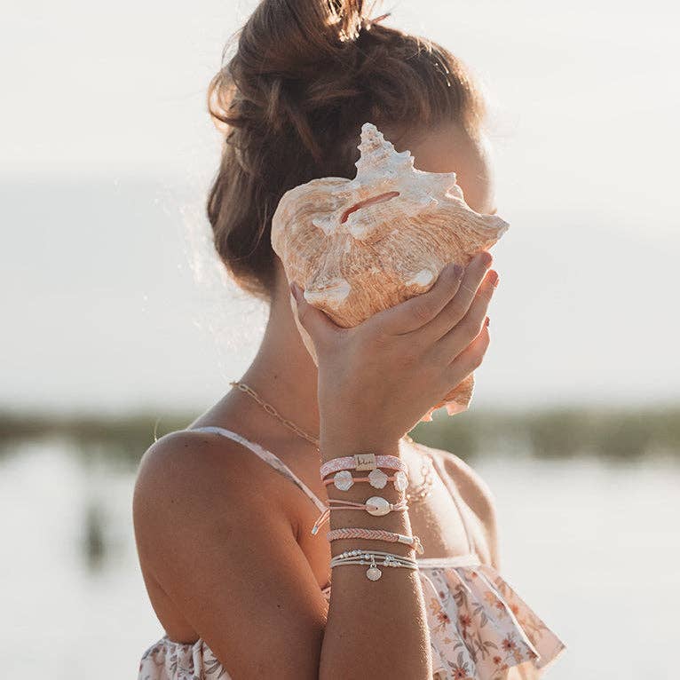 K'lani "Shimmer" Coral with Shell Hair Tie or Bracelets
