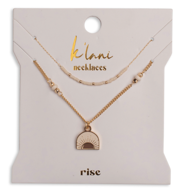 "Rise" Gold & Cream Sunrise Necklace Set