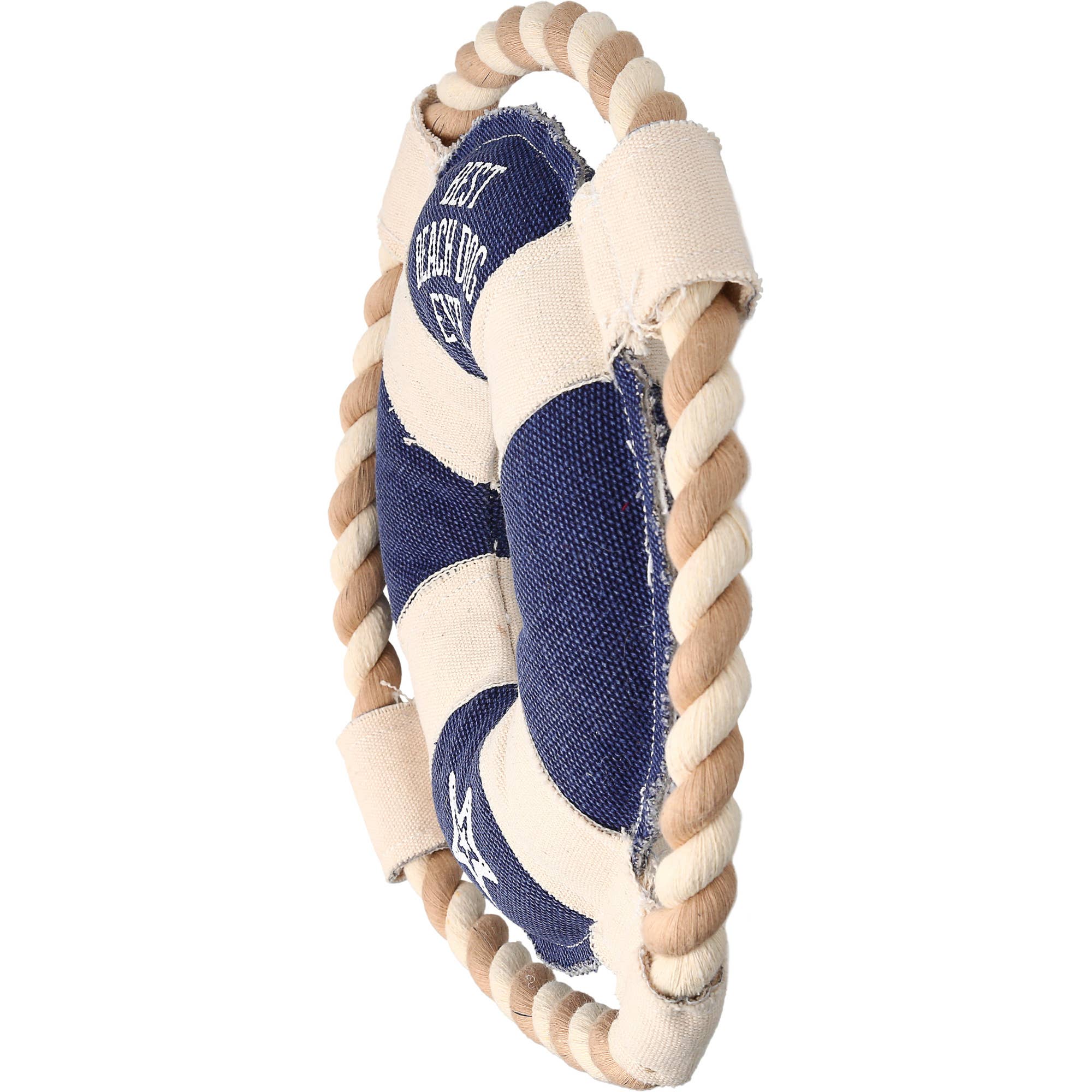Beach Dog Life Ring - 10" Canvas Dog Toy on Rope Life Preserver