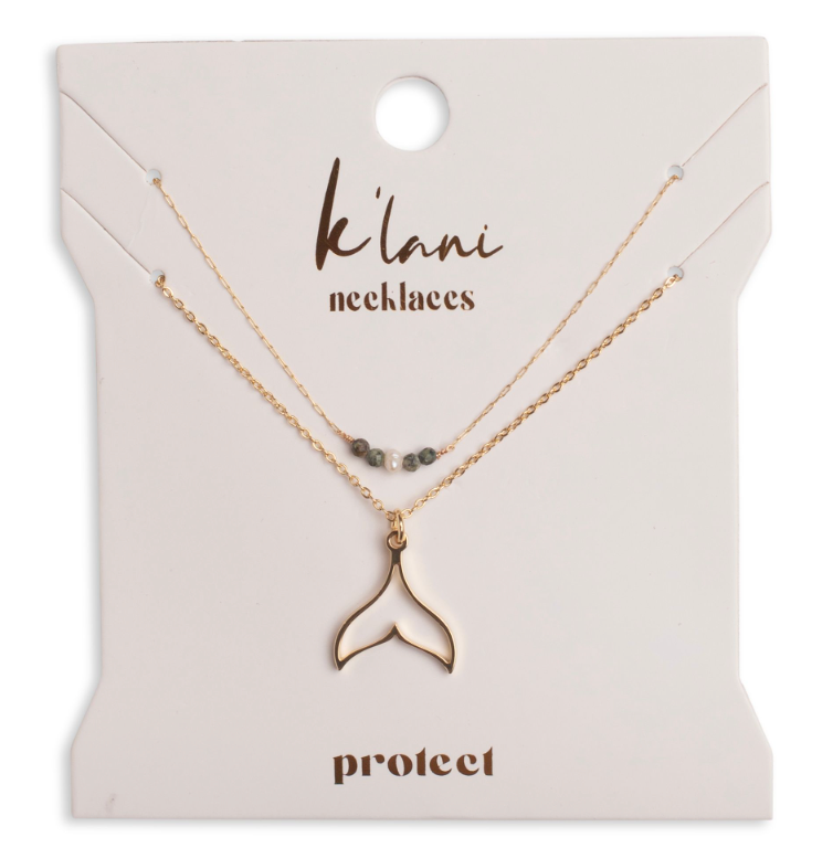 "Protect" Gold Whale Tail Necklace Set | K'lani