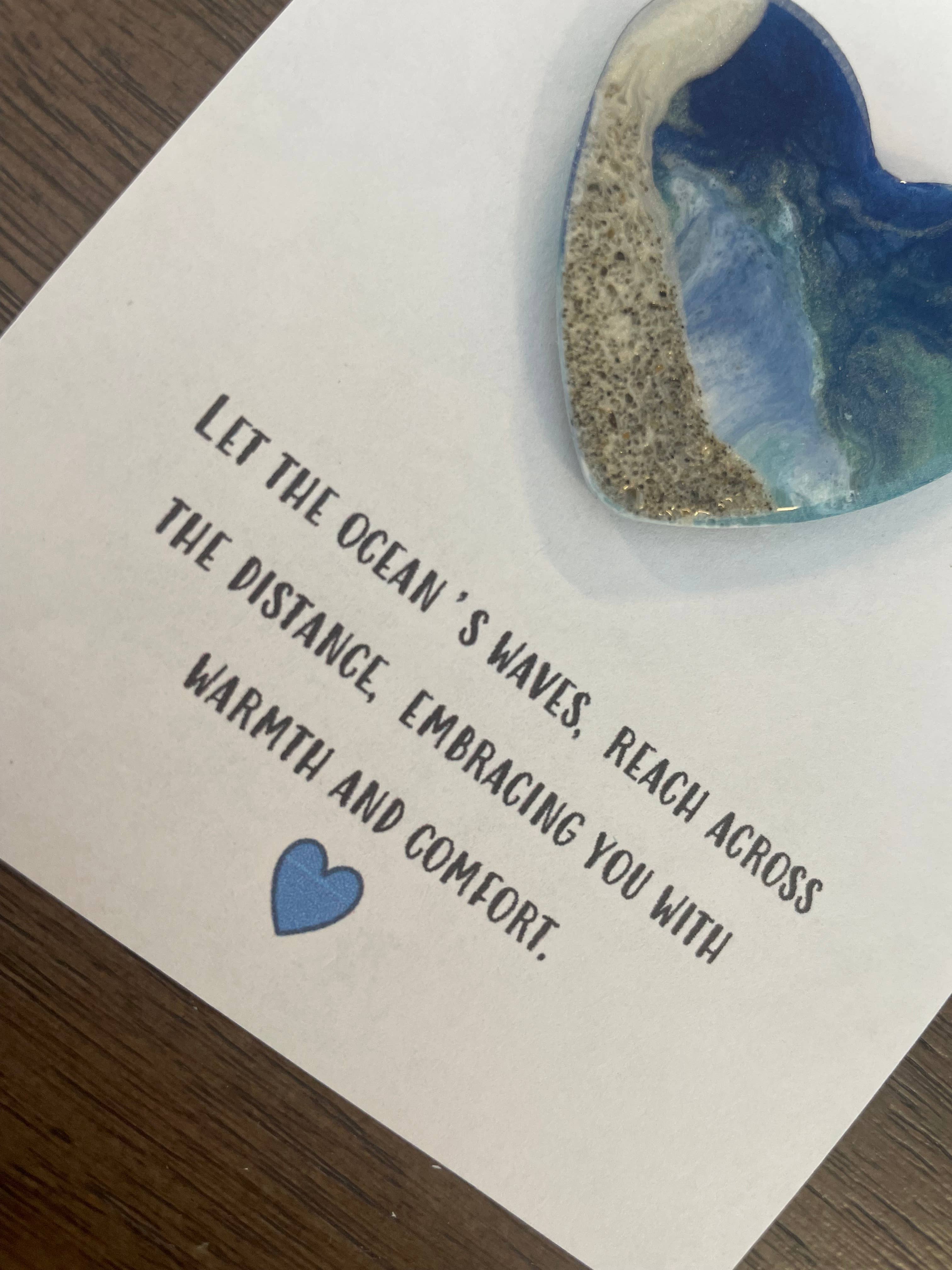 Ocean Pocket Hug Card - Beach Theme Sand and Resin Heart