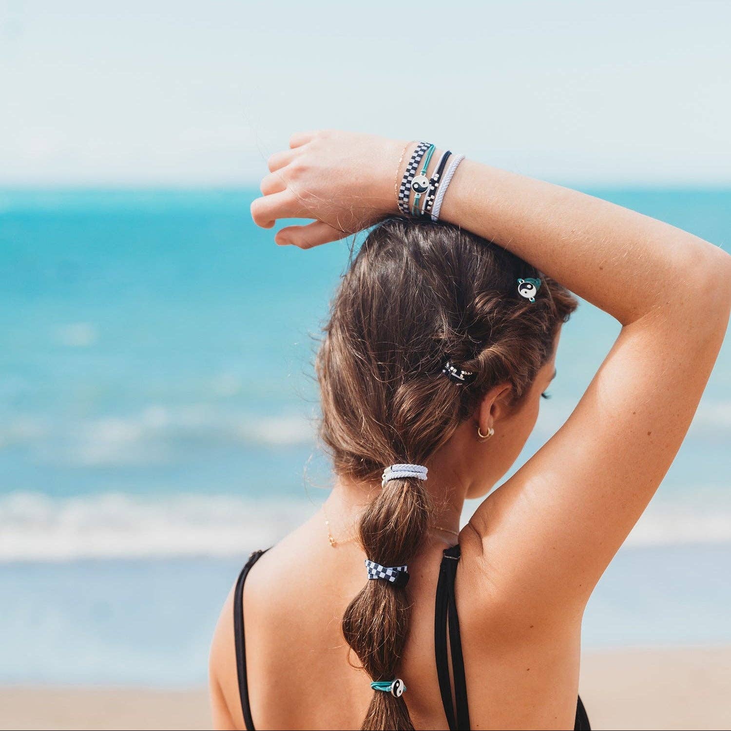 K'lani "Balance" Black & White Yin Yang Hair Tie, Bracelets