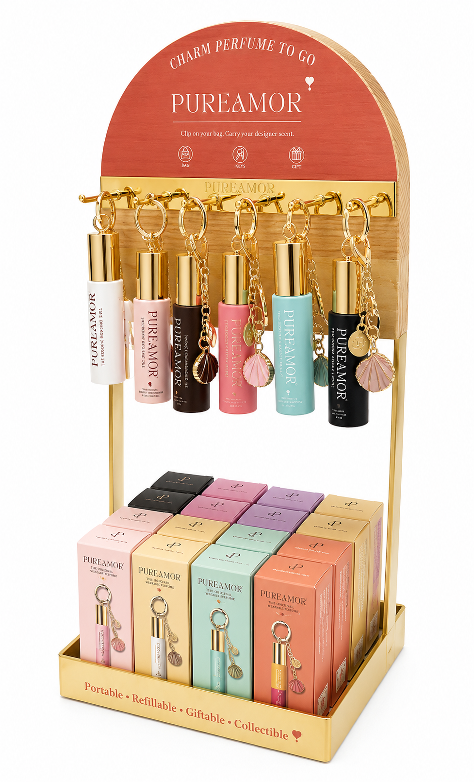 Mini Keychain Perfume Wood Metal Hanging - 6 Scents | 6ml×48