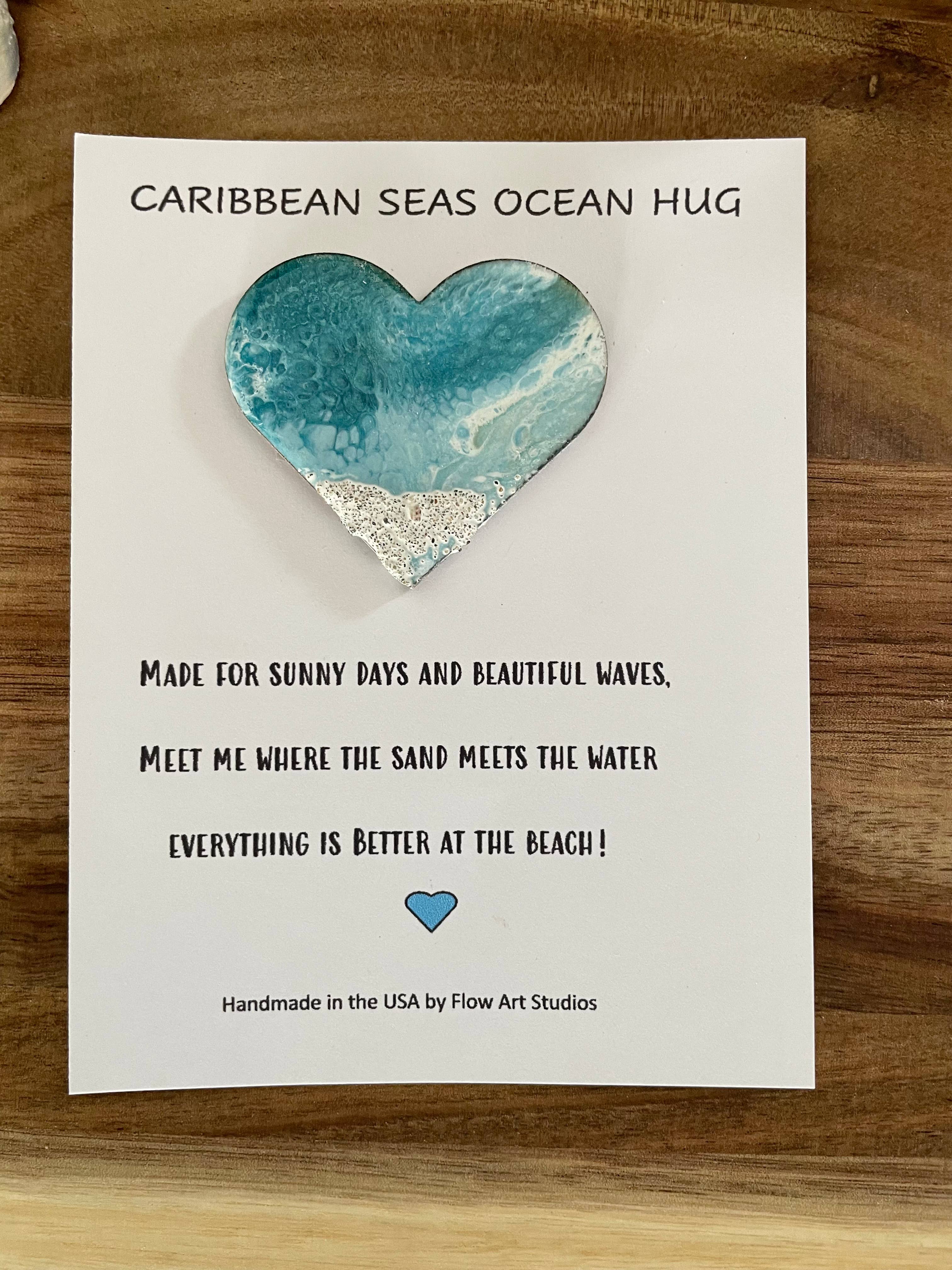 Caribbean Seas Ocean Hug Card -  Handmade Resin Heart